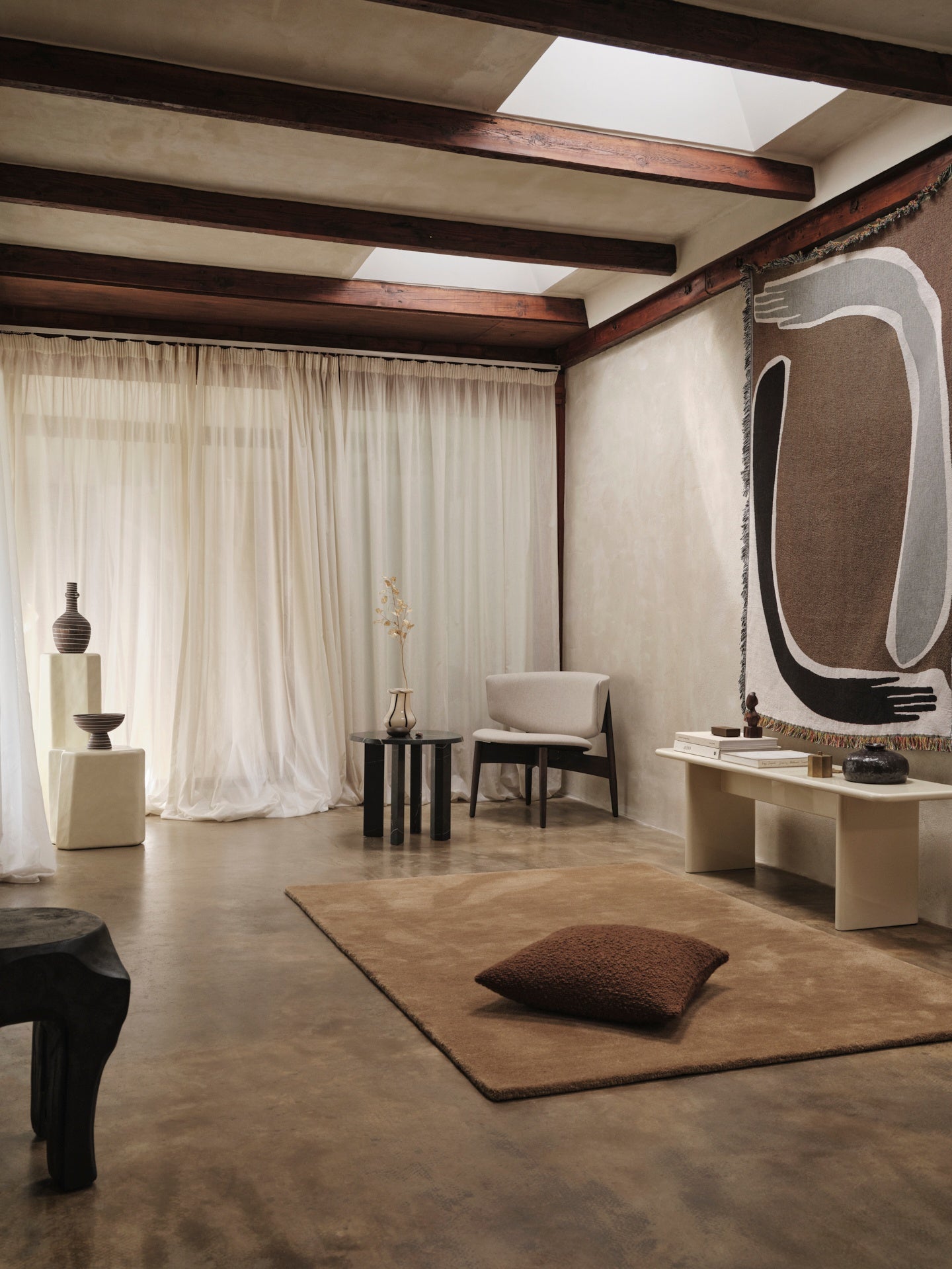 Kissen MOOR braunes Bouclé