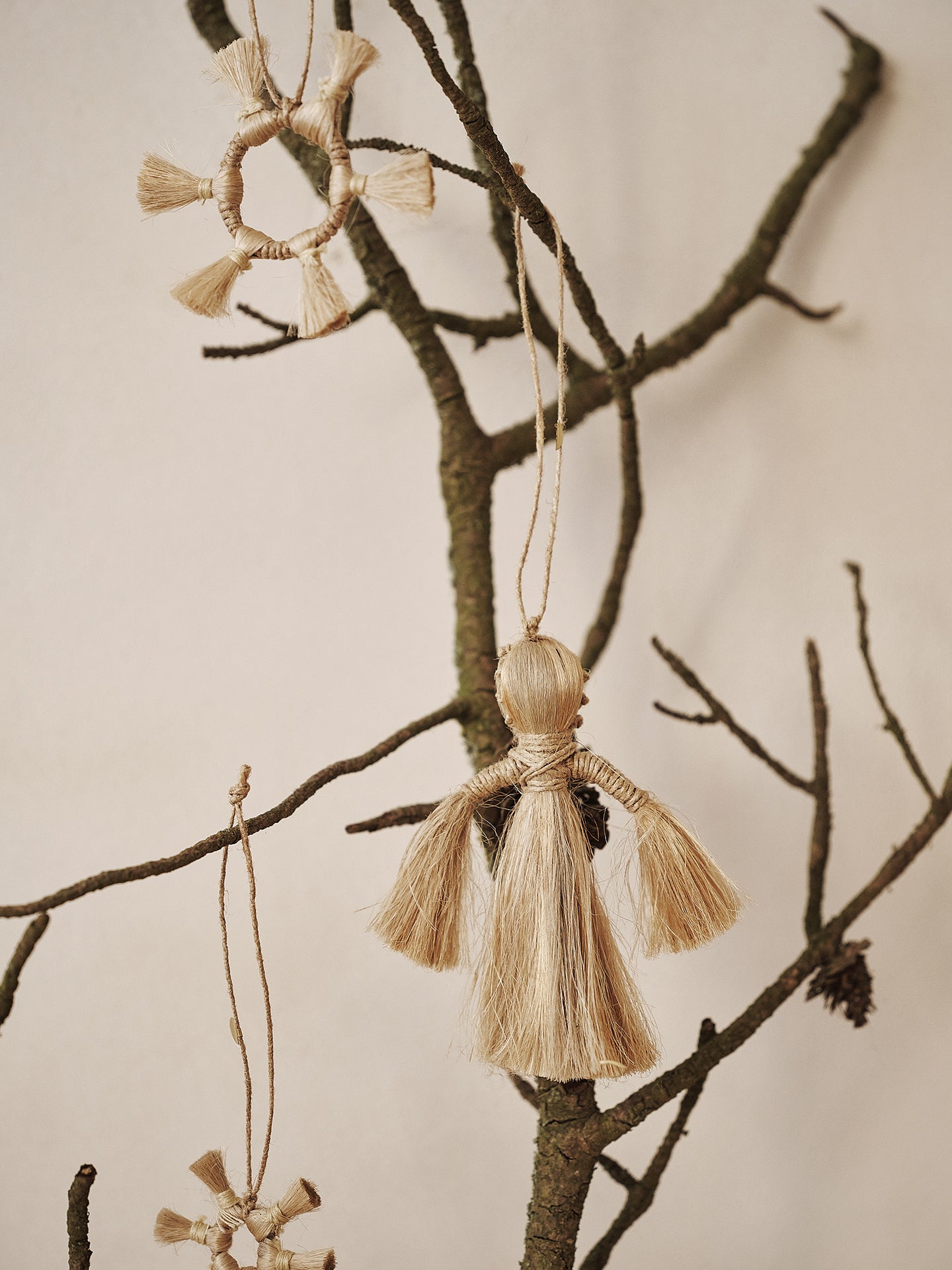 Set aus JUTE STARS Weihnachtsbaumdekorationen Jute