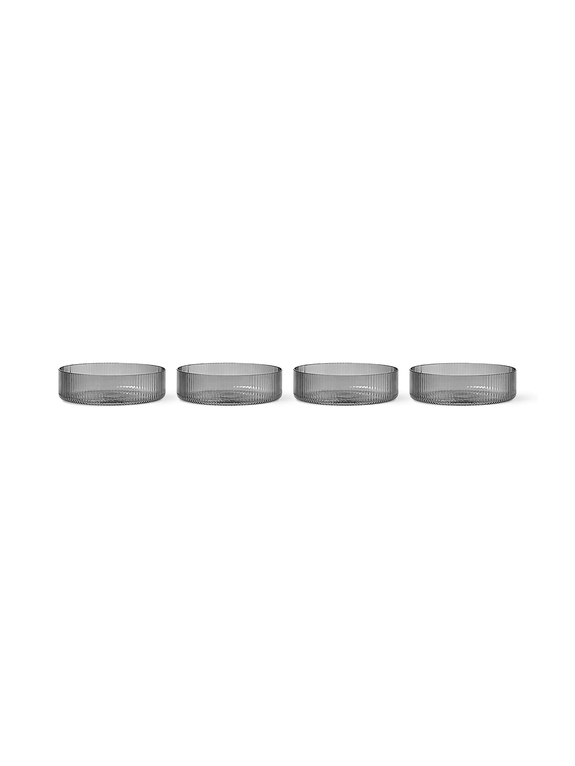 Set van schaaltjes RIPPLE gerookt glas