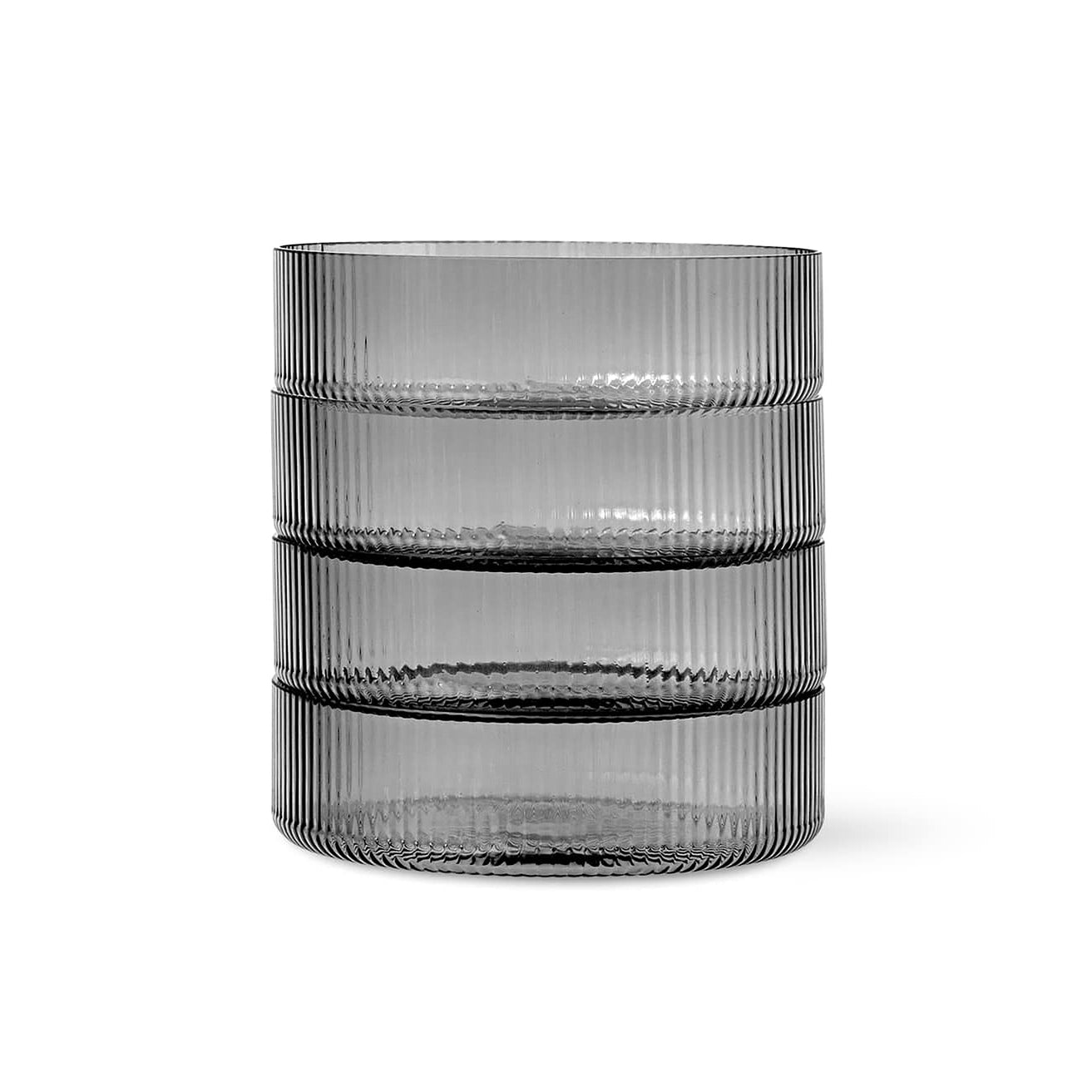 Set van schaaltjes RIPPLE gerookt glas