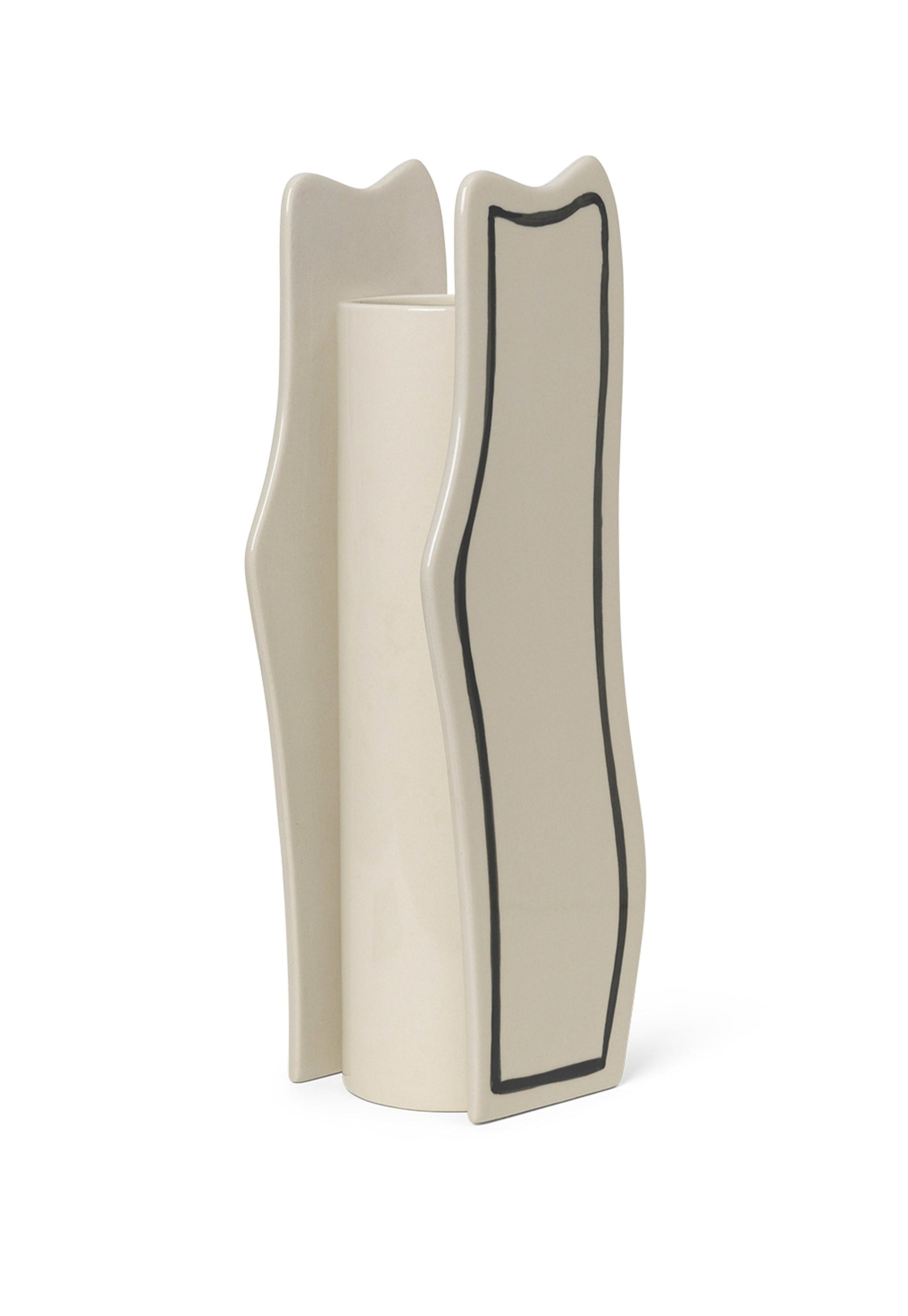 PASTE VASE SLIM vase in broken white with a black pattern