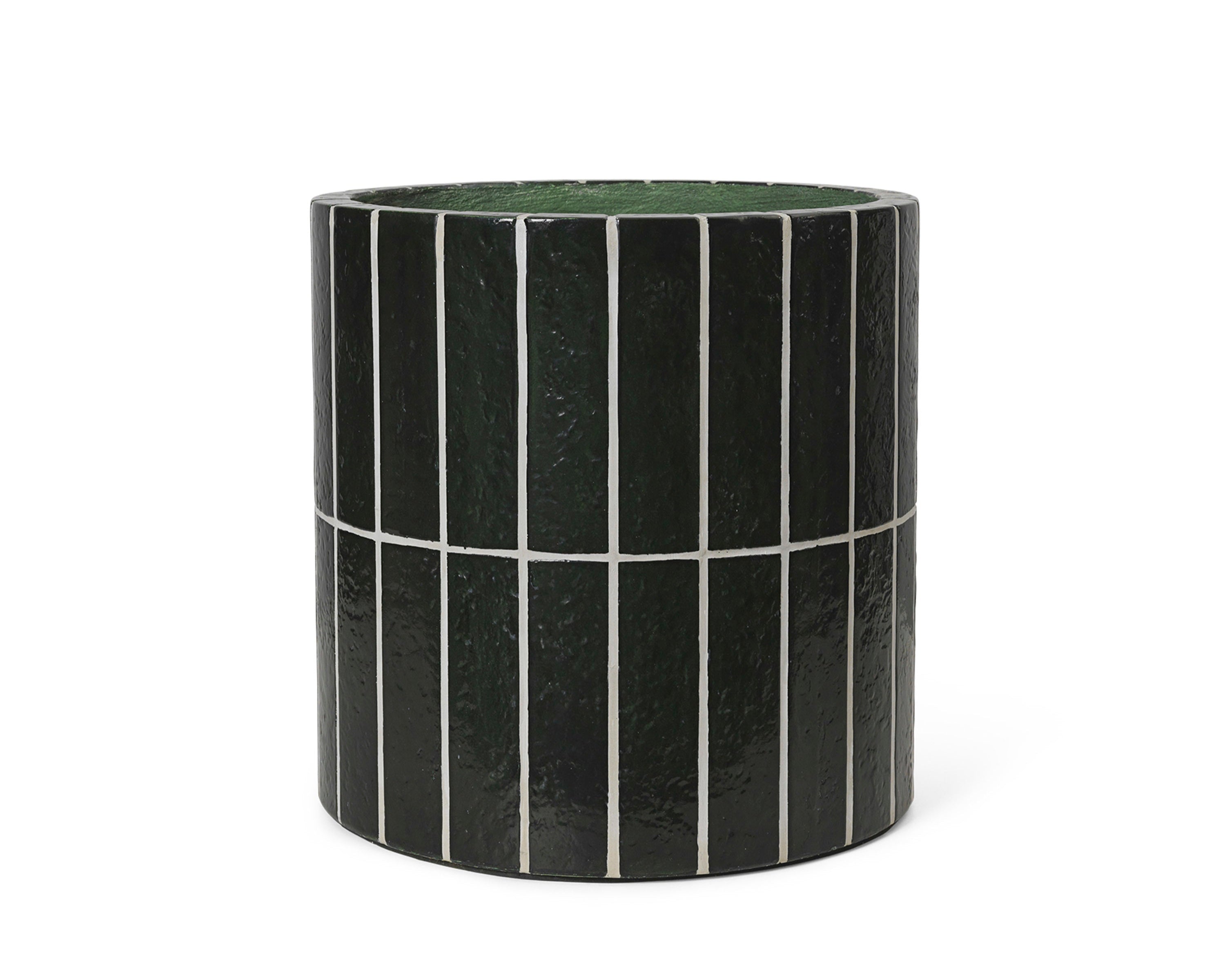 Donica PILLAR PLANT POT donkergroen beton met wit