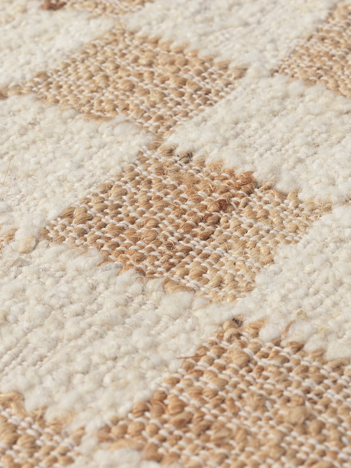 Wollen-jute vloerkleed CHECK beige