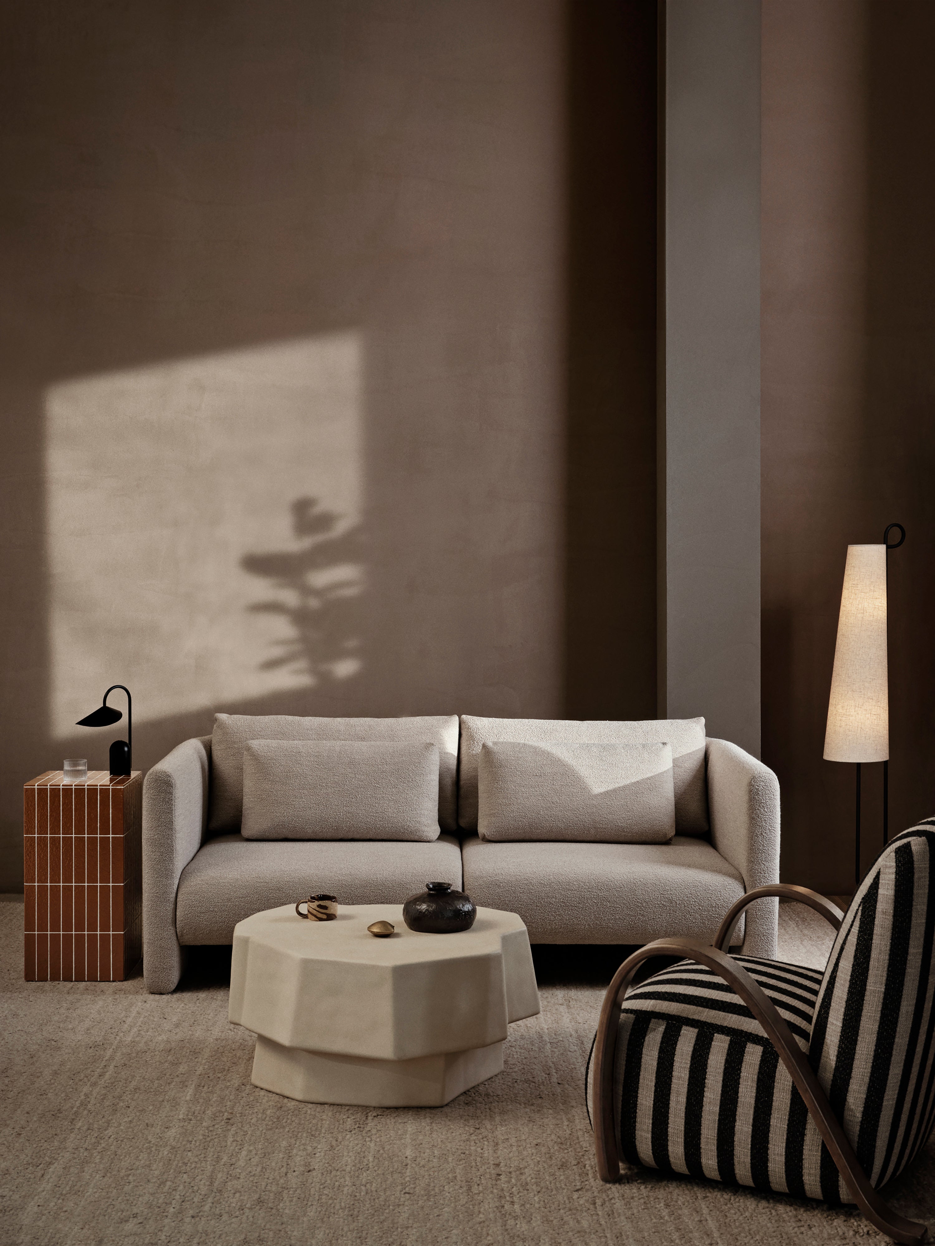 Dase Modulare Sofa - links -Handelement Baumwollwäsche Beige