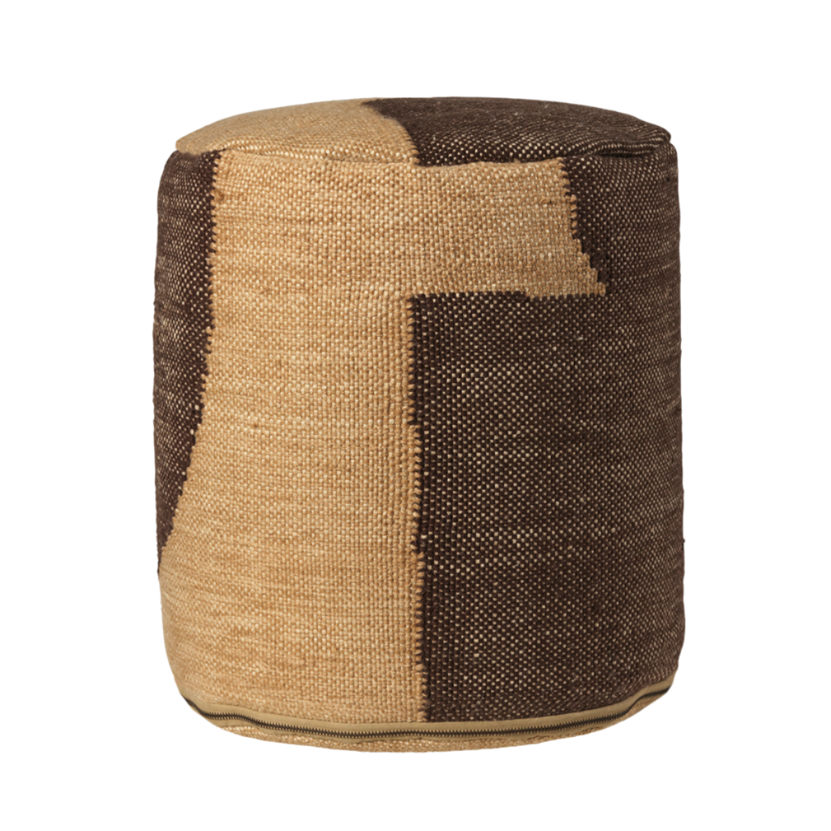FORENE CYLINDER Pouf beige mit Schokolade
