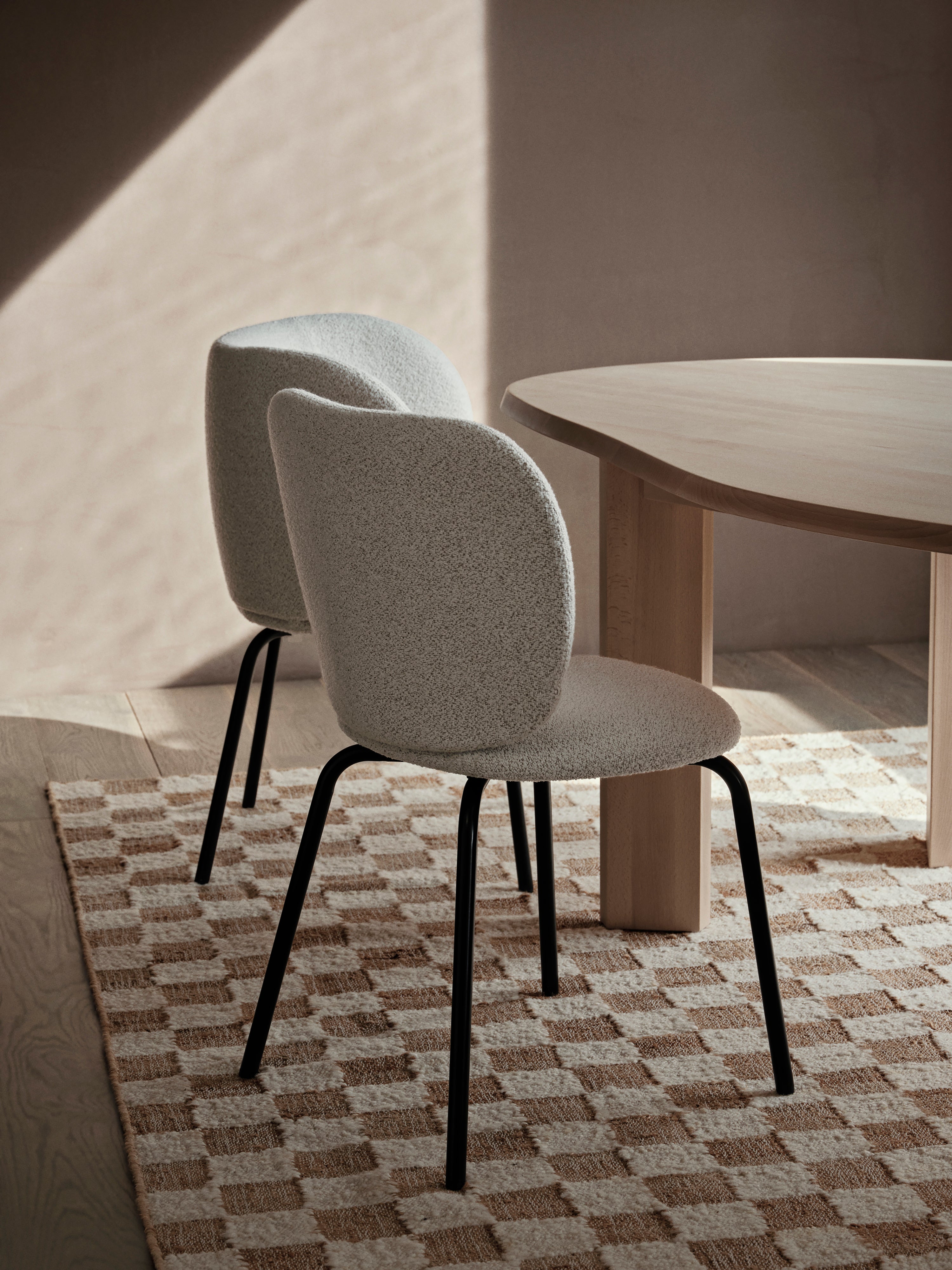Wollen-jute vloerkleed CHECK beige