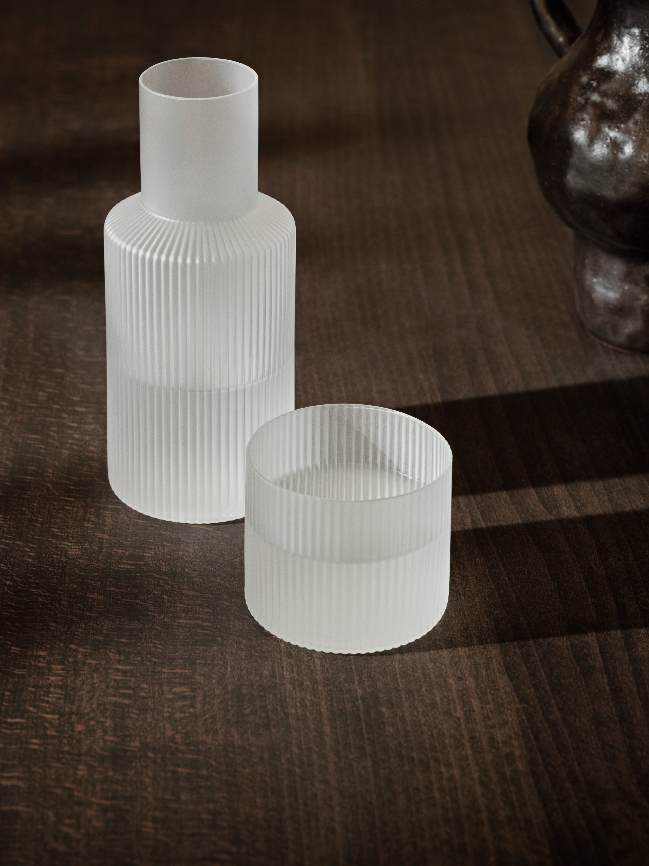 Ripple Carafe and Glass Set White Glass