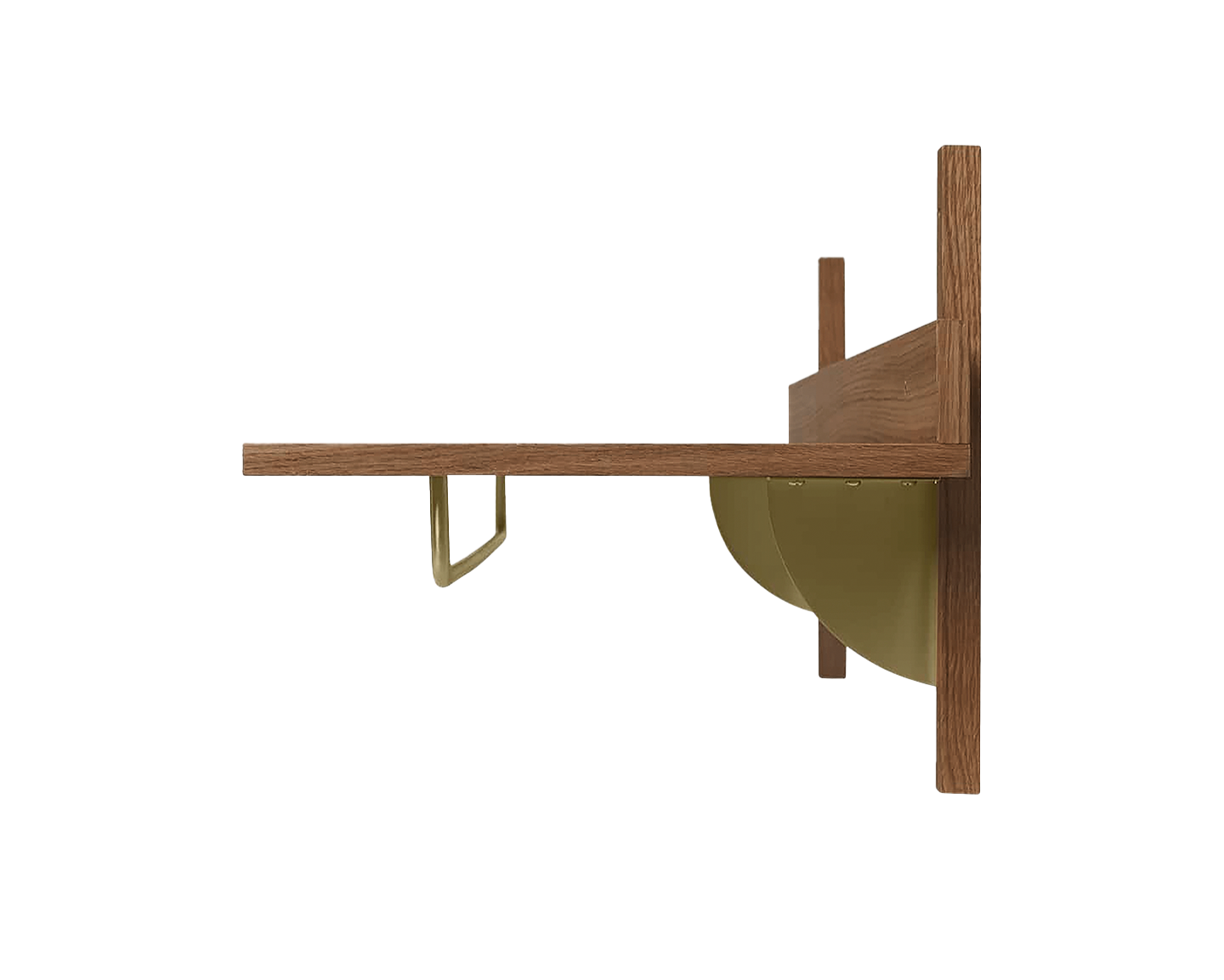 SECTOR RACK PLANK met reling van gerookt eikenhout