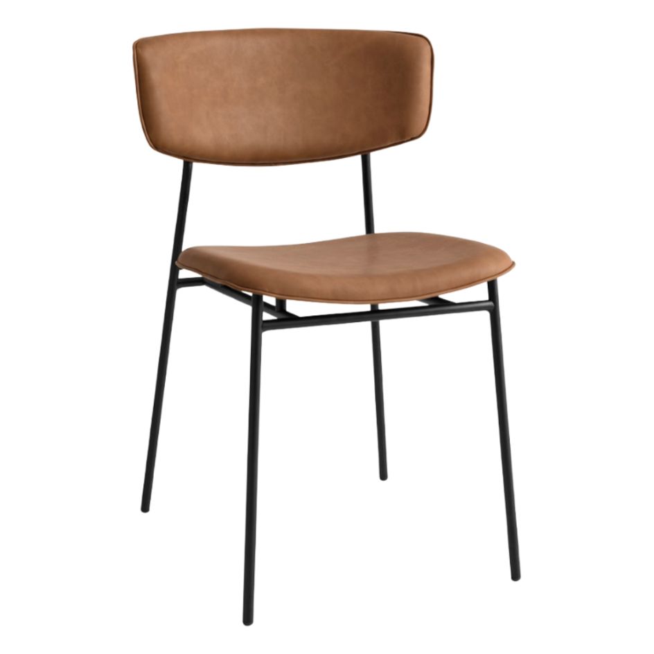 Polsterstuhl FIFTIES mit schwarzem Gestell