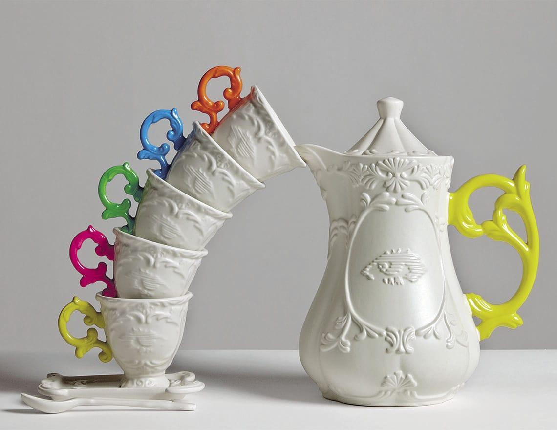 Filiżanka z łyżeczką i spodkiem I-WARES I-TEA niebieski Seletti Eye on Design