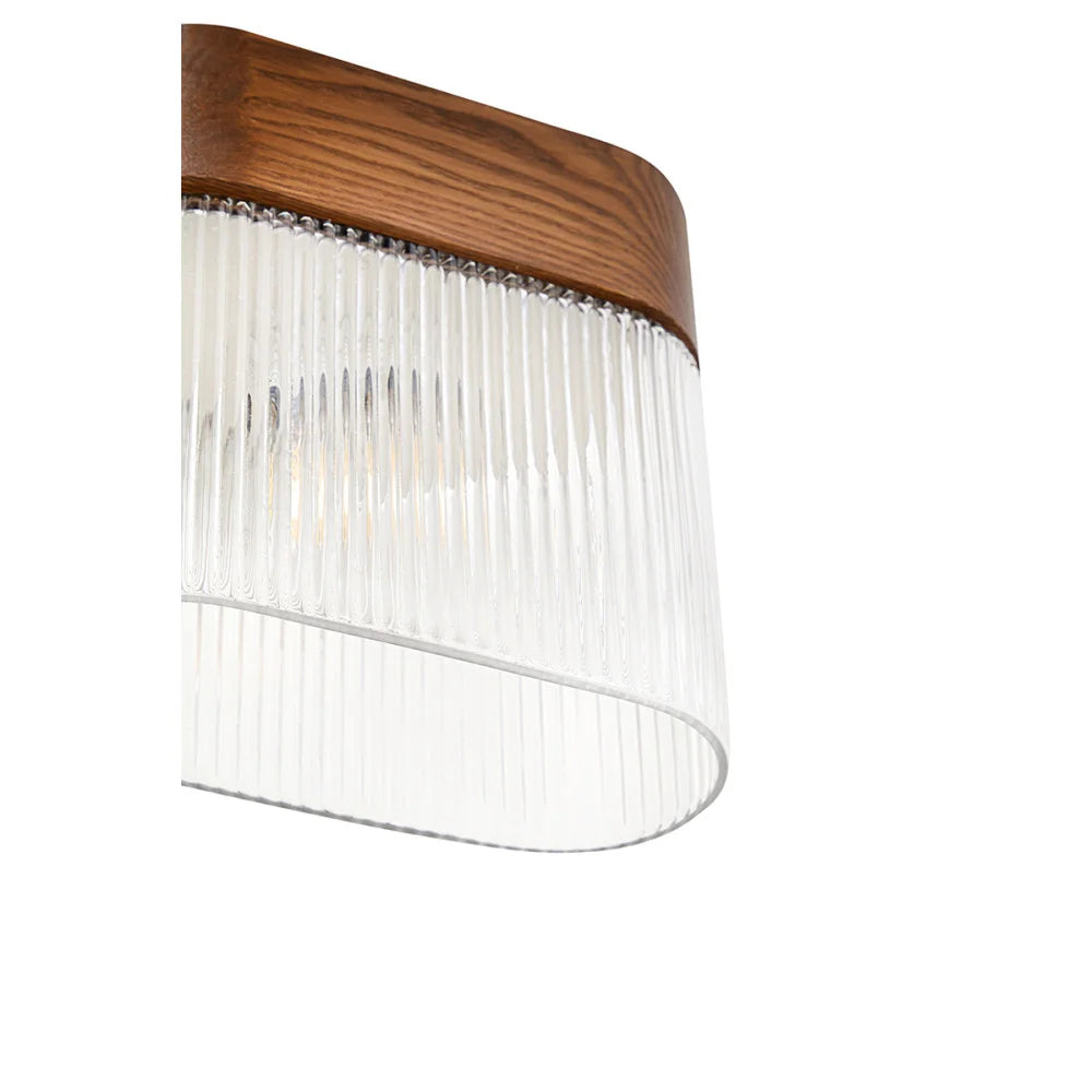 FLUMINA Wandleuchte, geriffeltes Glas und Eschenholz