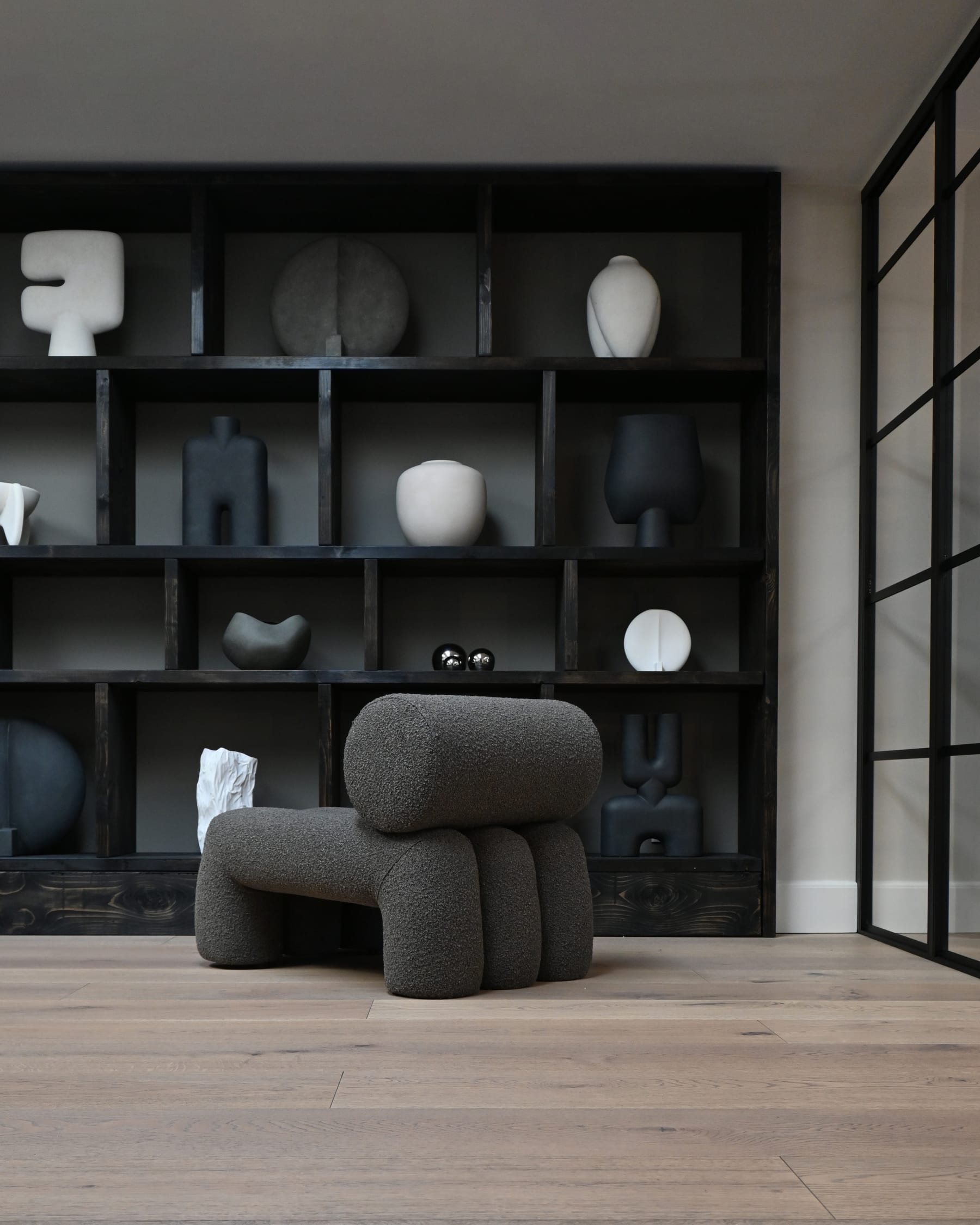 FOKU Sessel graubraun Bouclé