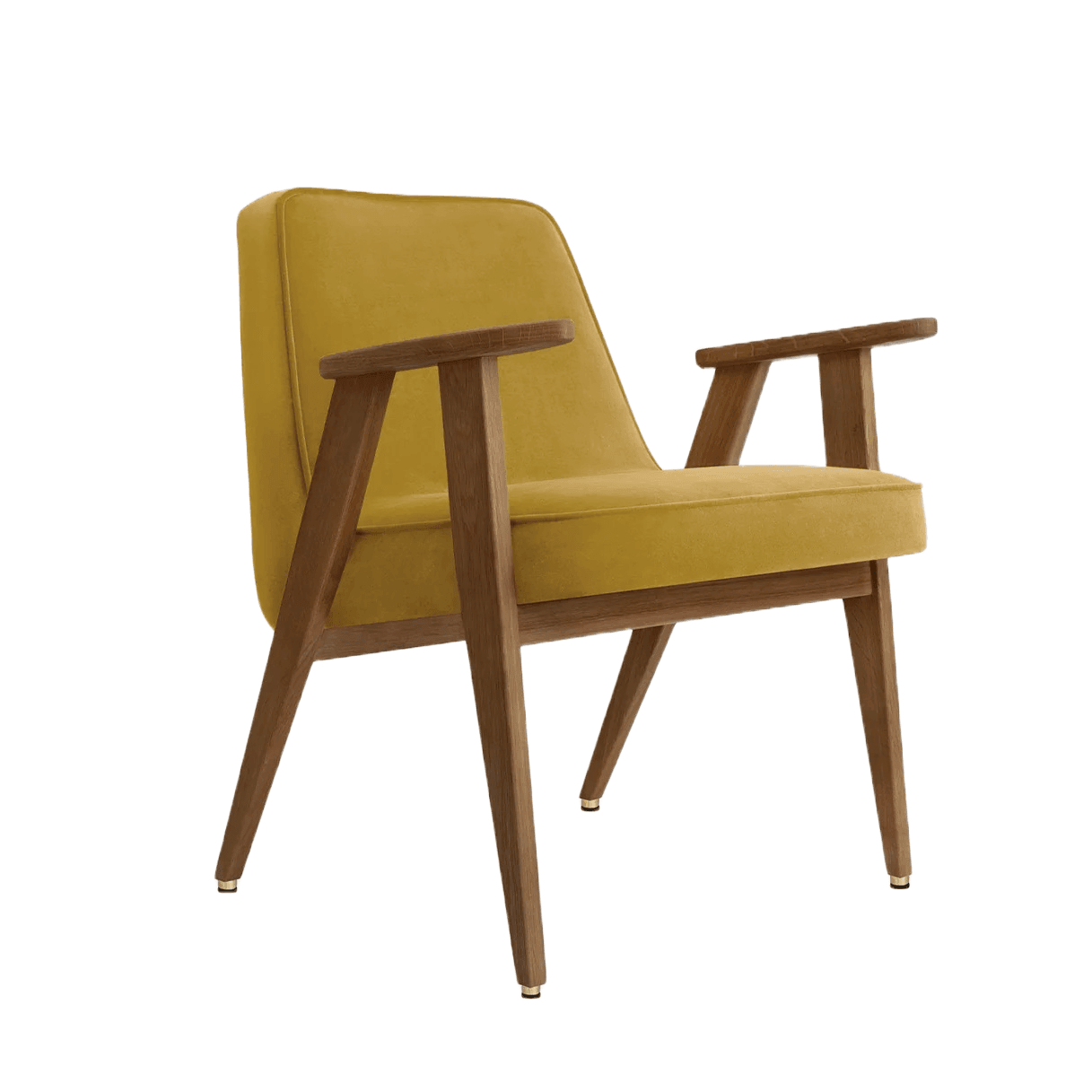Fotel 366 żółty w tkaninie Shine Velvet Mustard – 366 concept