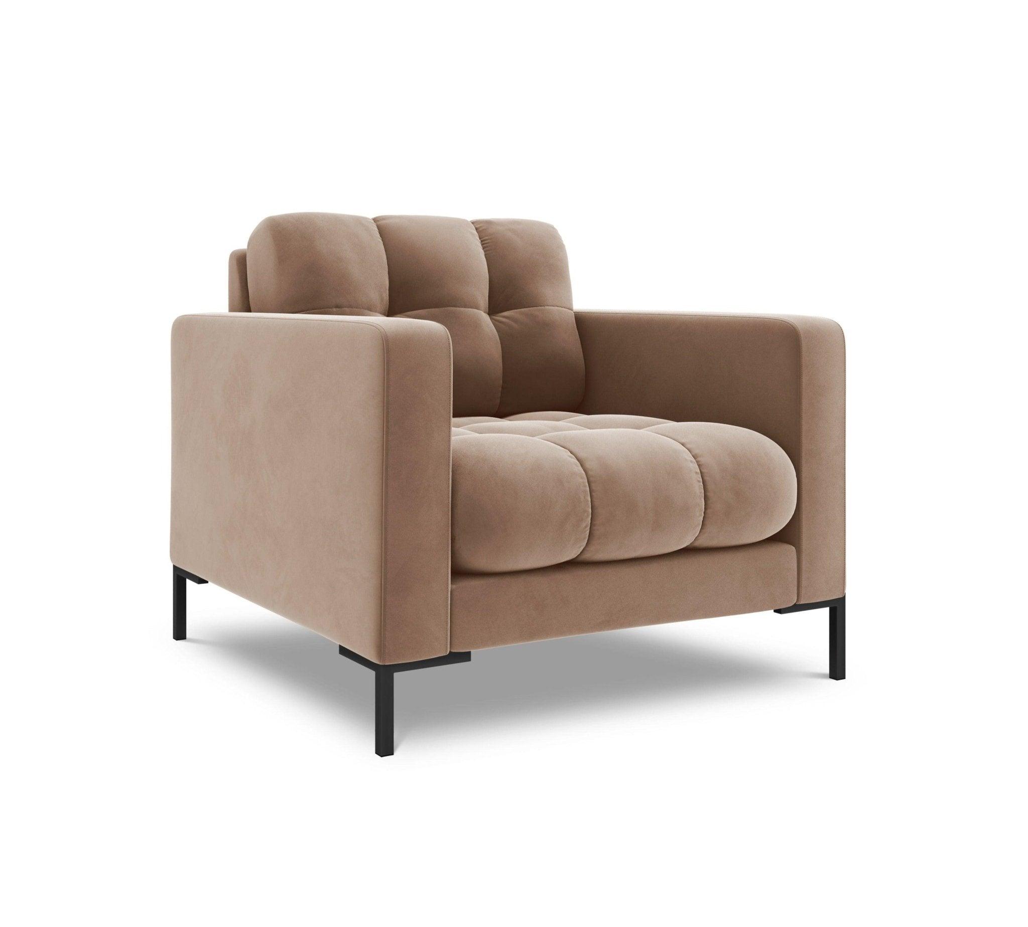 Fotel aksamitny BALI beżowy z czarną podstawą Cosmopolitan Design Eye on Design
