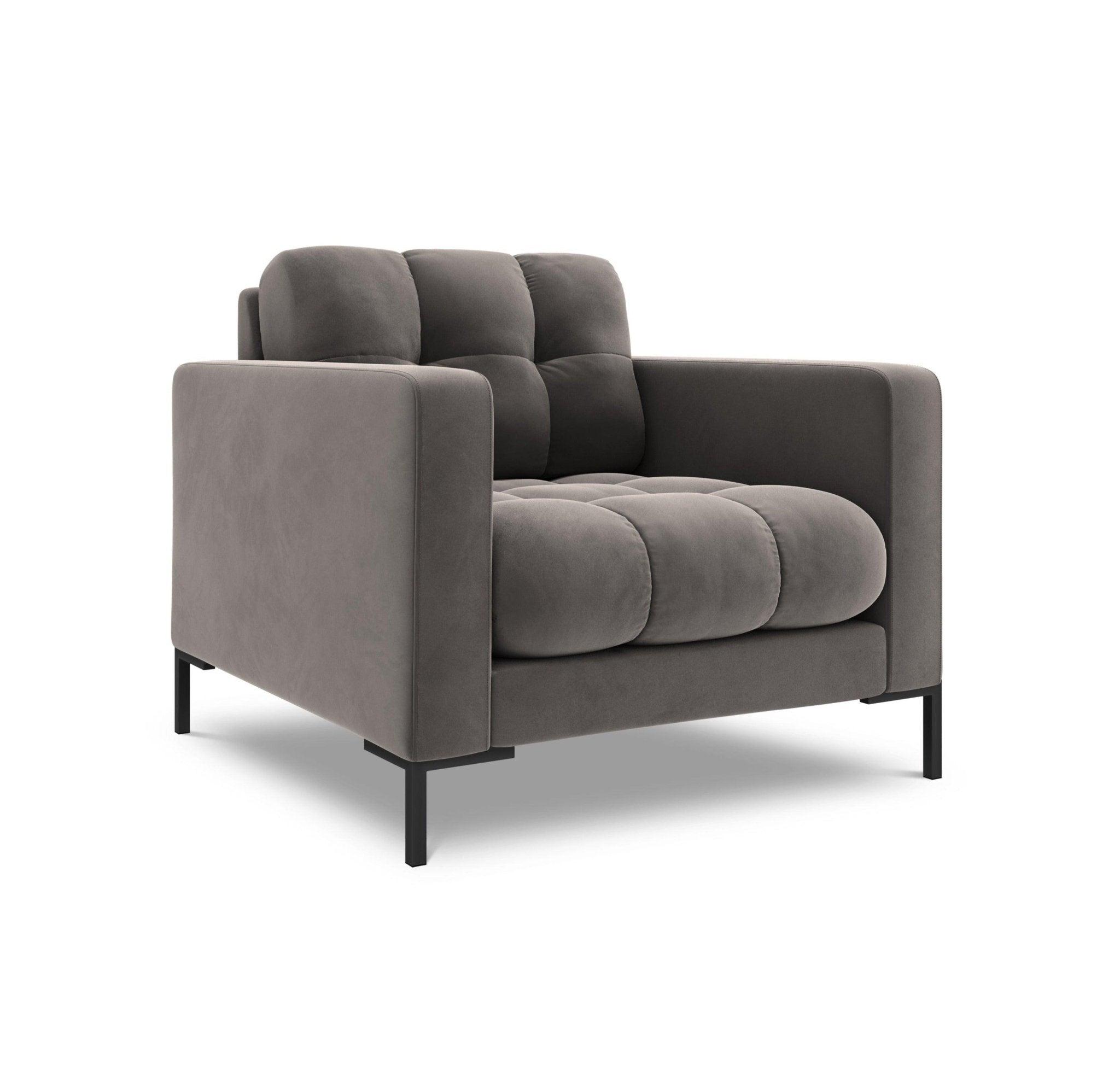 Fotel aksamitny BALI jasnoszary z czarną podstawą Cosmopolitan Design Eye on Design