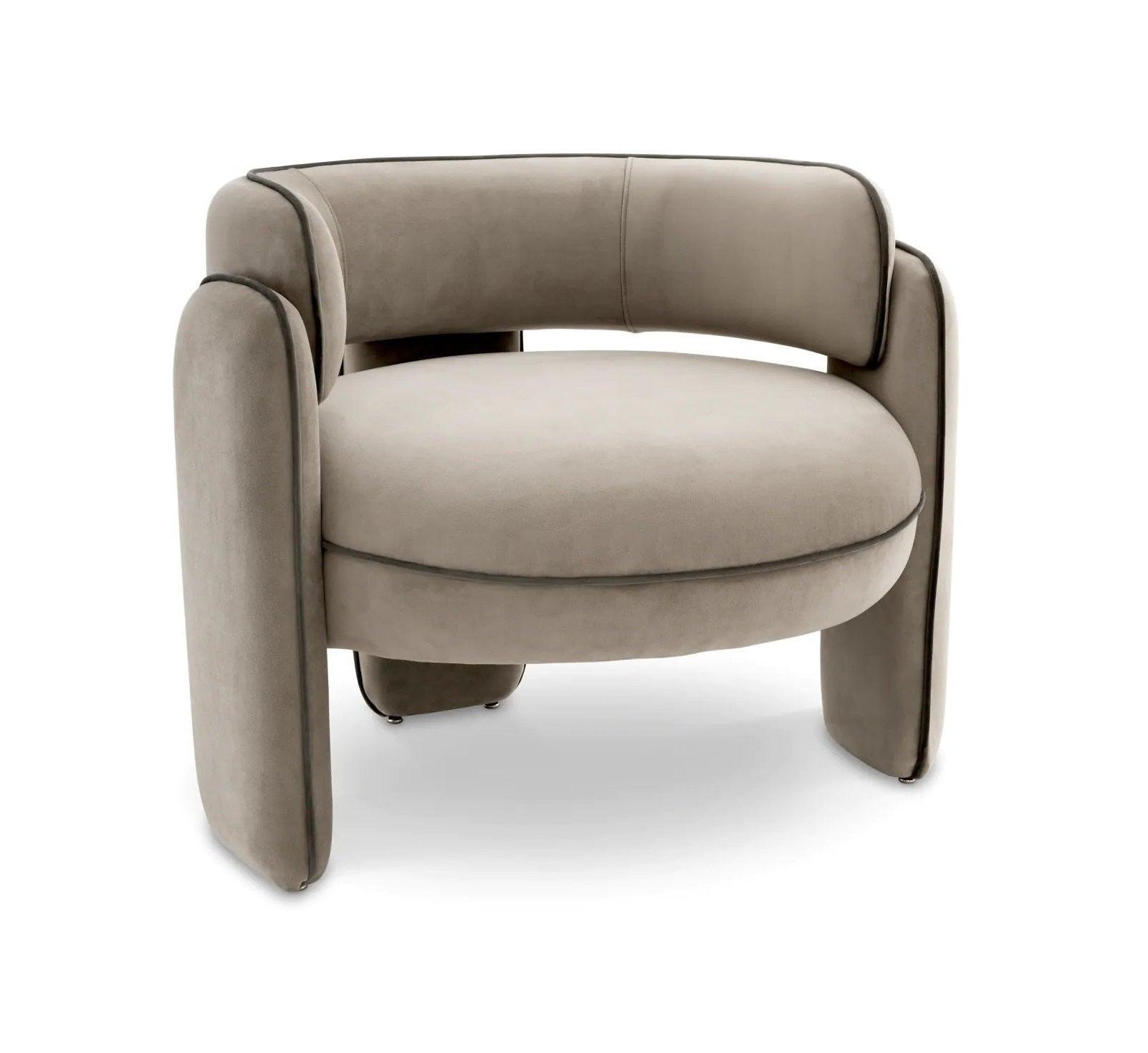 Fotel aksamitny CHAPLIN szary Eichholtz Eye on Design