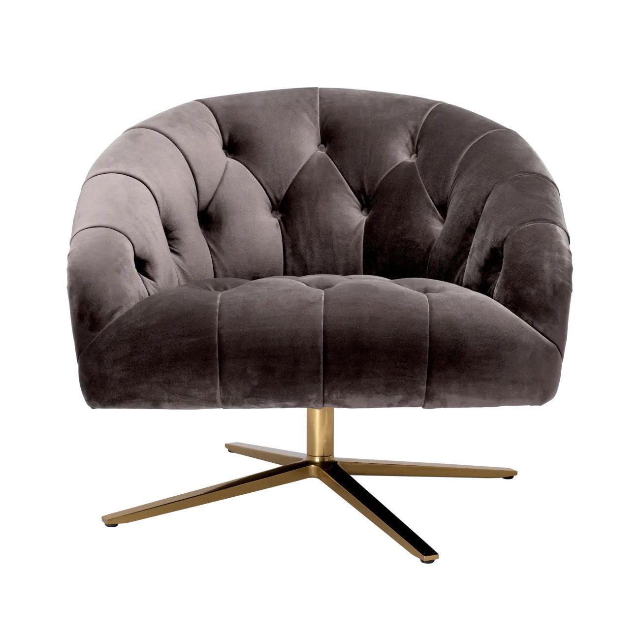 Fotel aksamitny obrotowy GARDNER szary Eichholtz Eye on Design