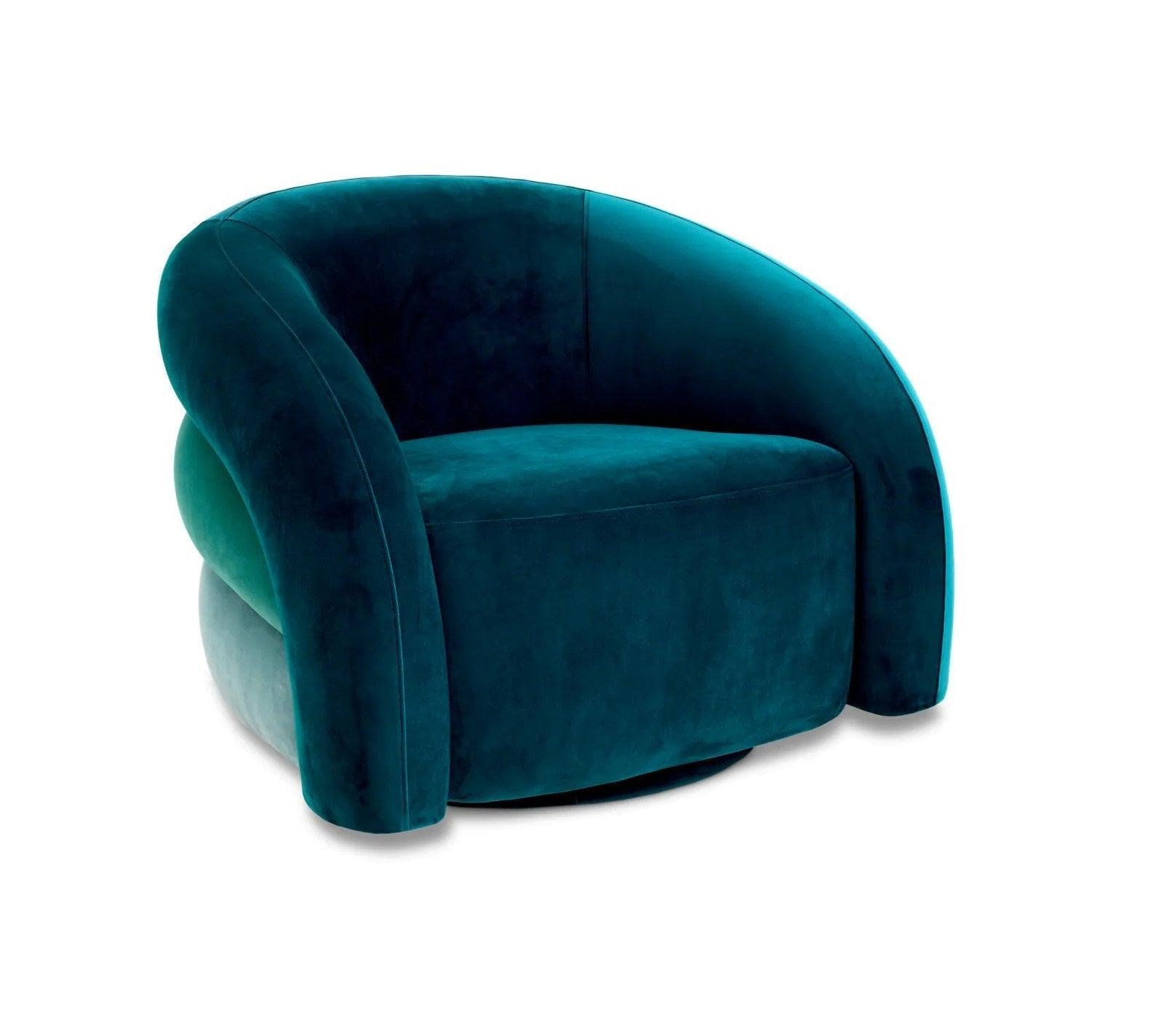 Fotel aksamitny obrotowy NOVELLE morski niebieski Eichholtz Eye on Design