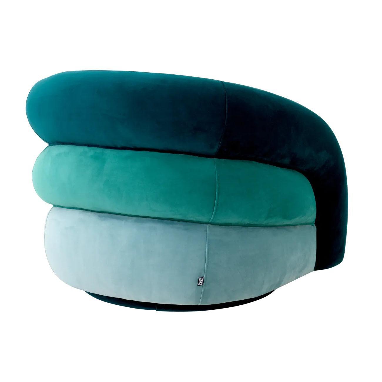 Fotel aksamitny obrotowy NOVELLE morski niebieski Eichholtz Eye on Design