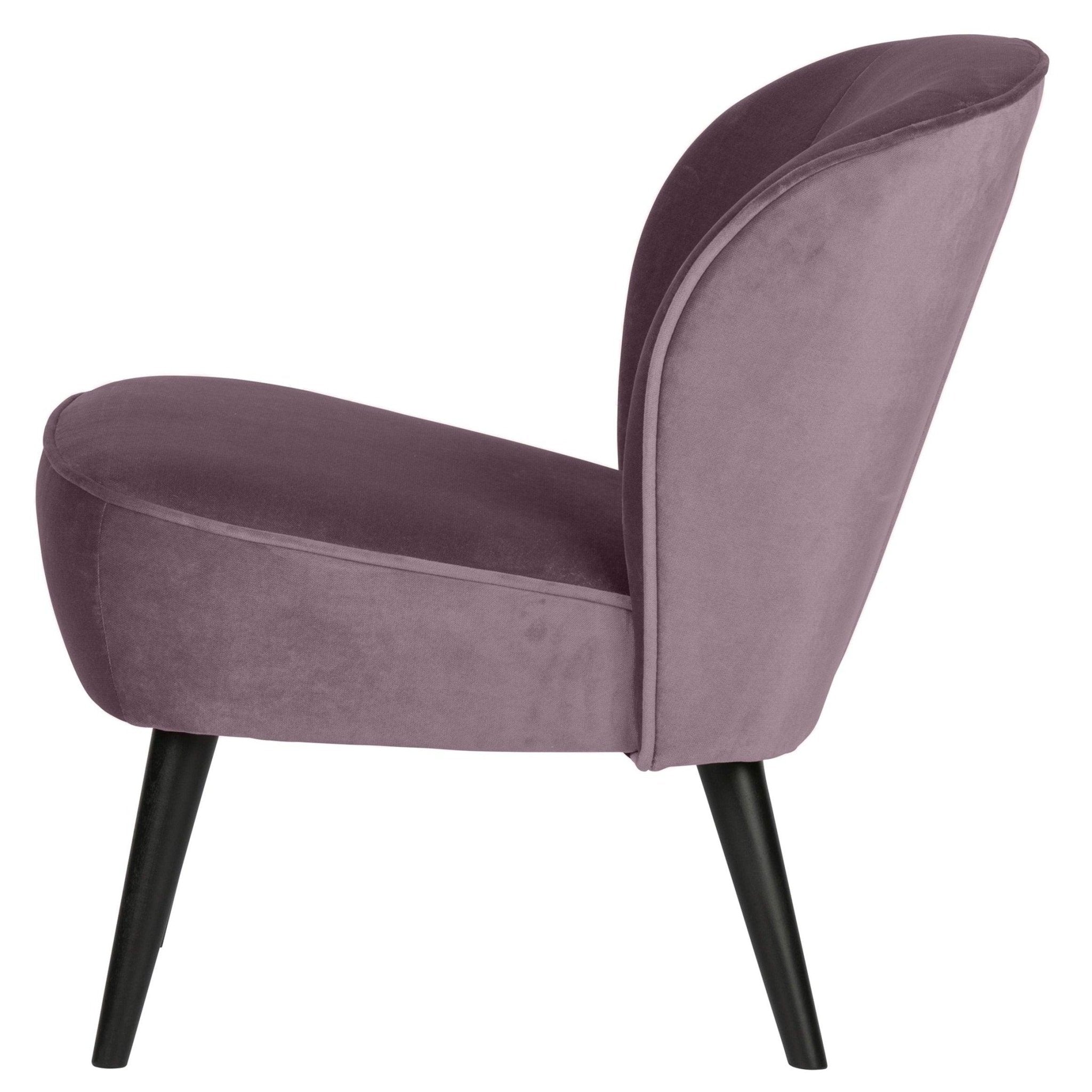 Fotel aksamitny SARA fioletowy Woood Eye on Design