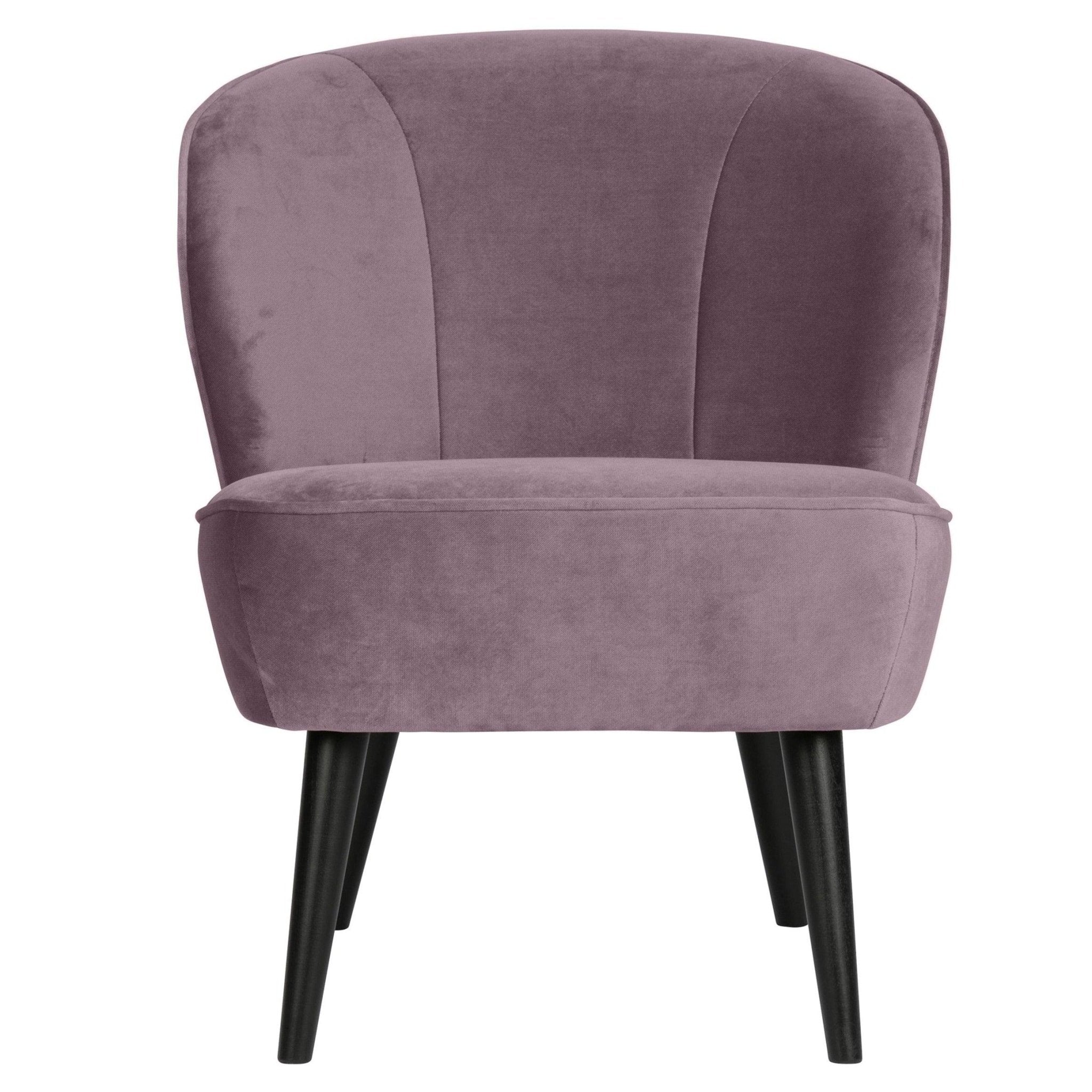 Fotel aksamitny SARA fioletowy Woood Eye on Design