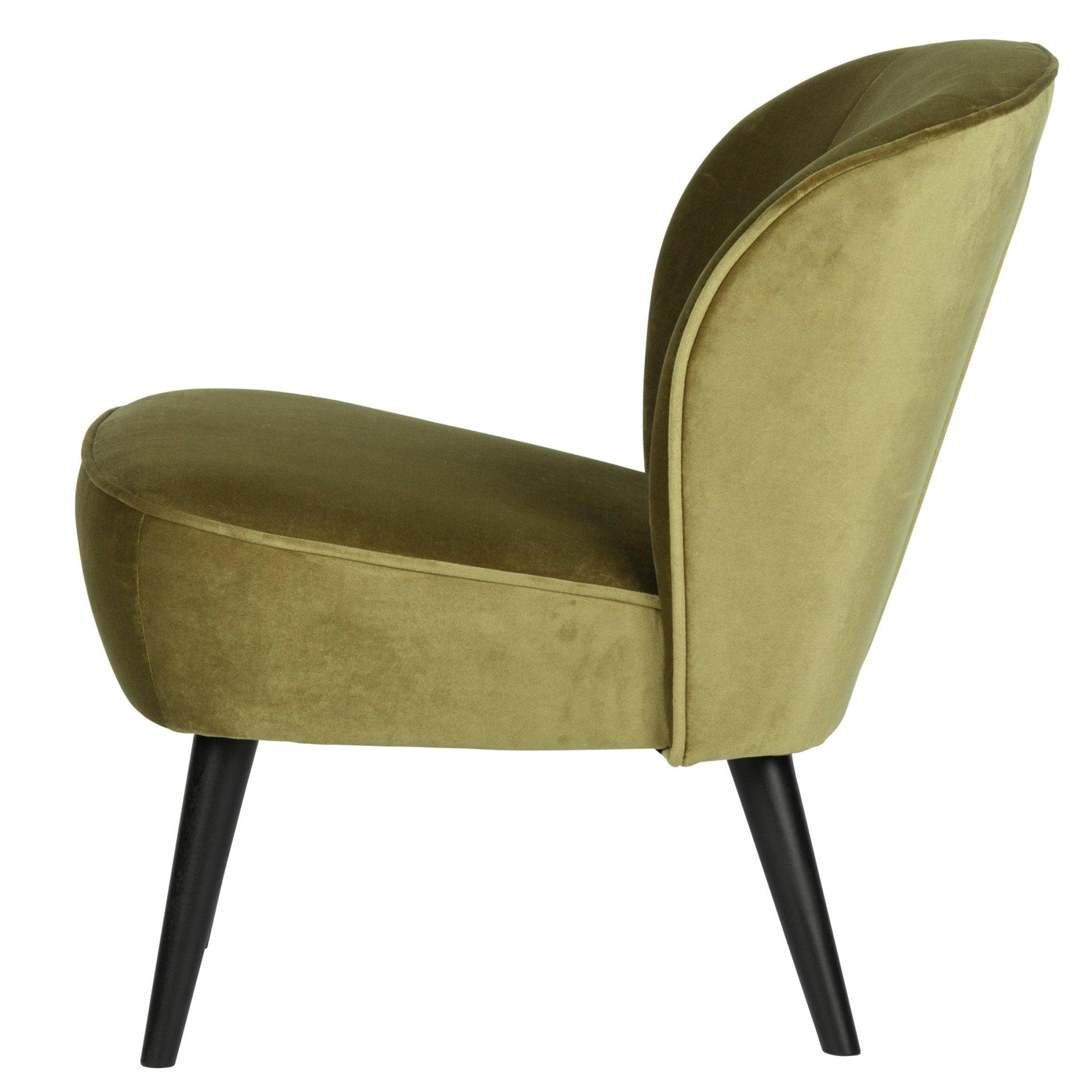 Fotel aksamitny SARA wojskowa zieleń Woood Eye on Design