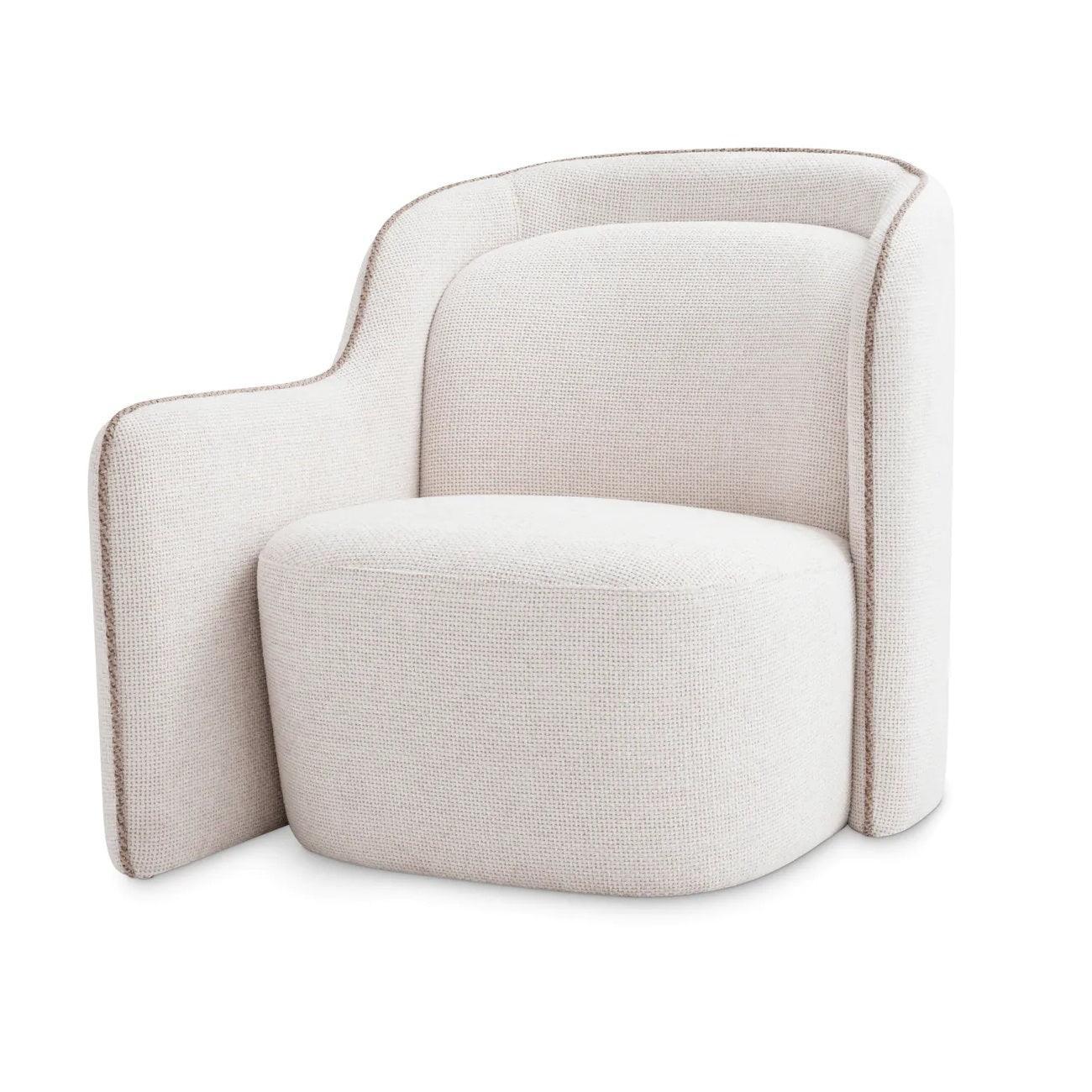 Fotel BARRIER biały z piaskowym wykończeniem Eichholtz lewostronny Eye on Design