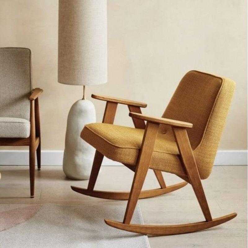 Fotel bujany 366 żółty w tkaninie Boucle Mustard 366 concept Eye on Design