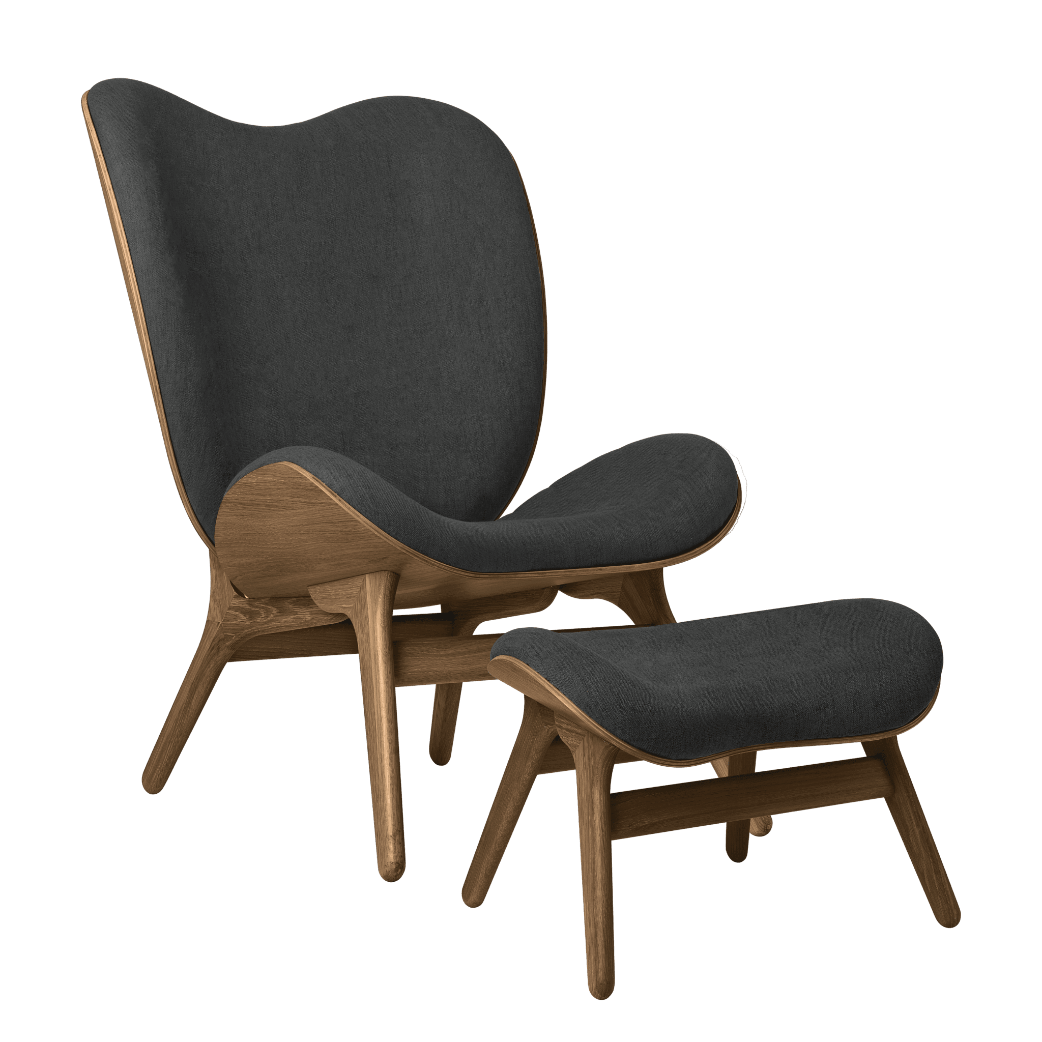 Fotel CONVERSATION PIECE TALL antracytowy z ciemno dębową podstawą UMAGE Eye on Design