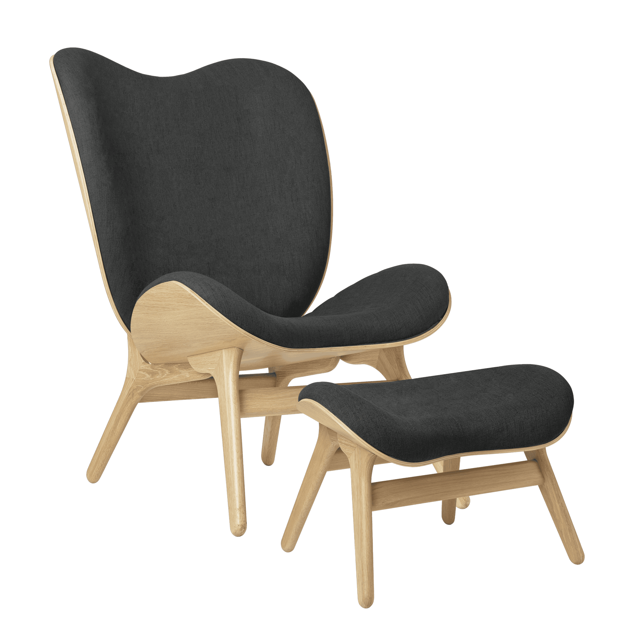 Fotel CONVERSATION PIECE TALL antracytowy z dębową podstawą UMAGE Eye on Design