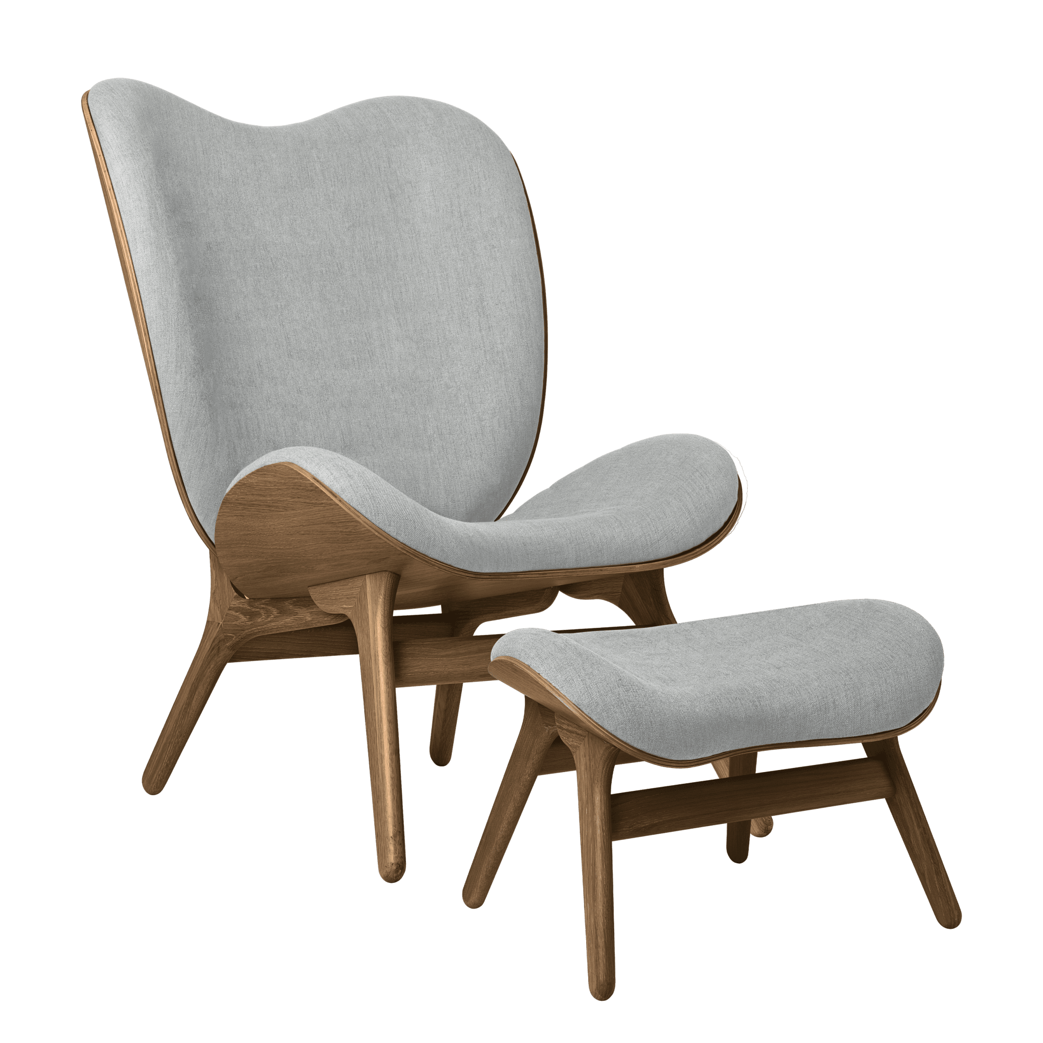 Fotel CONVERSATION PIECE TALL baby blue z ciemno dębową podstawą UMAGE Eye on Design