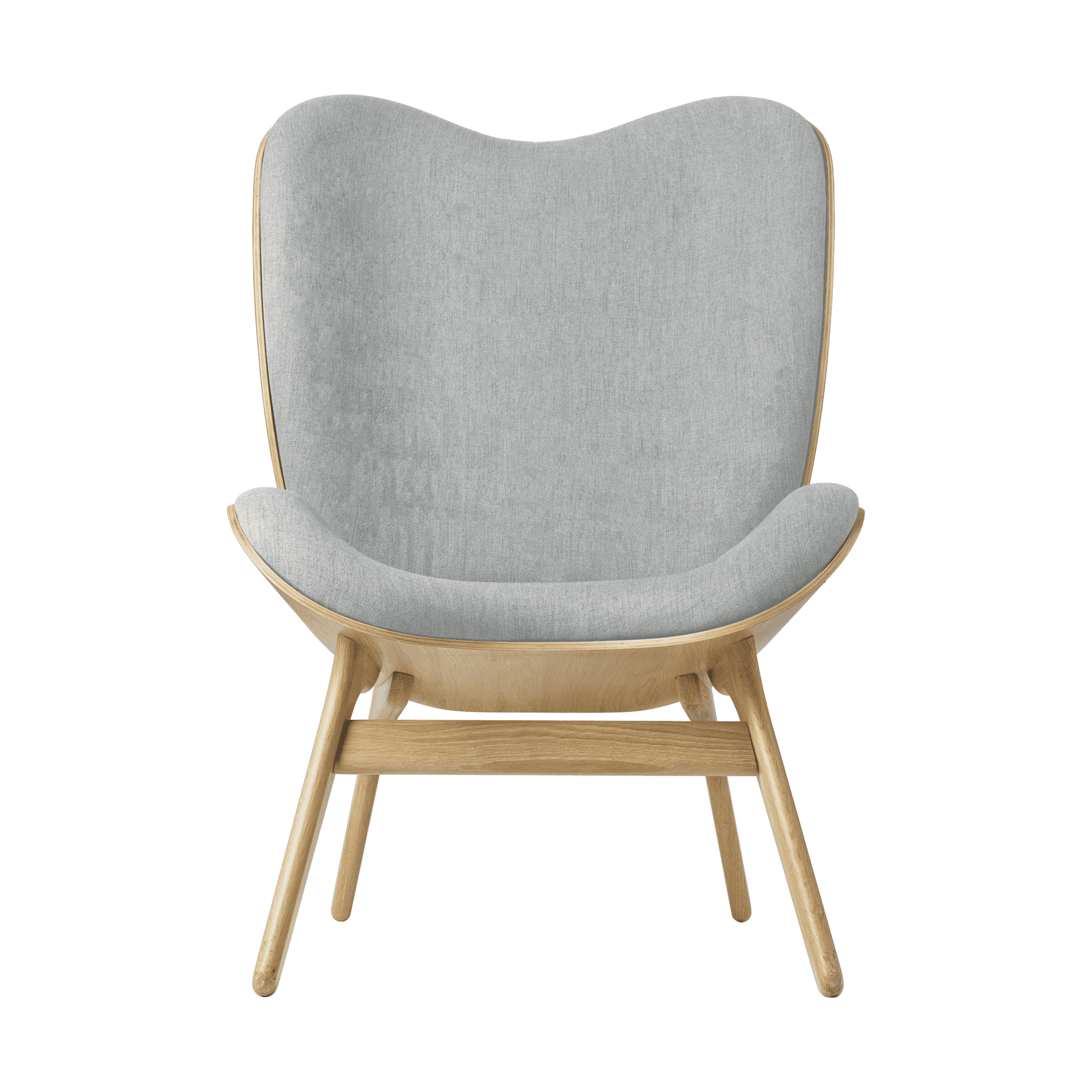 Fotel CONVERSATION PIECE TALL baby blue z dębową podstawą UMAGE Eye on Design