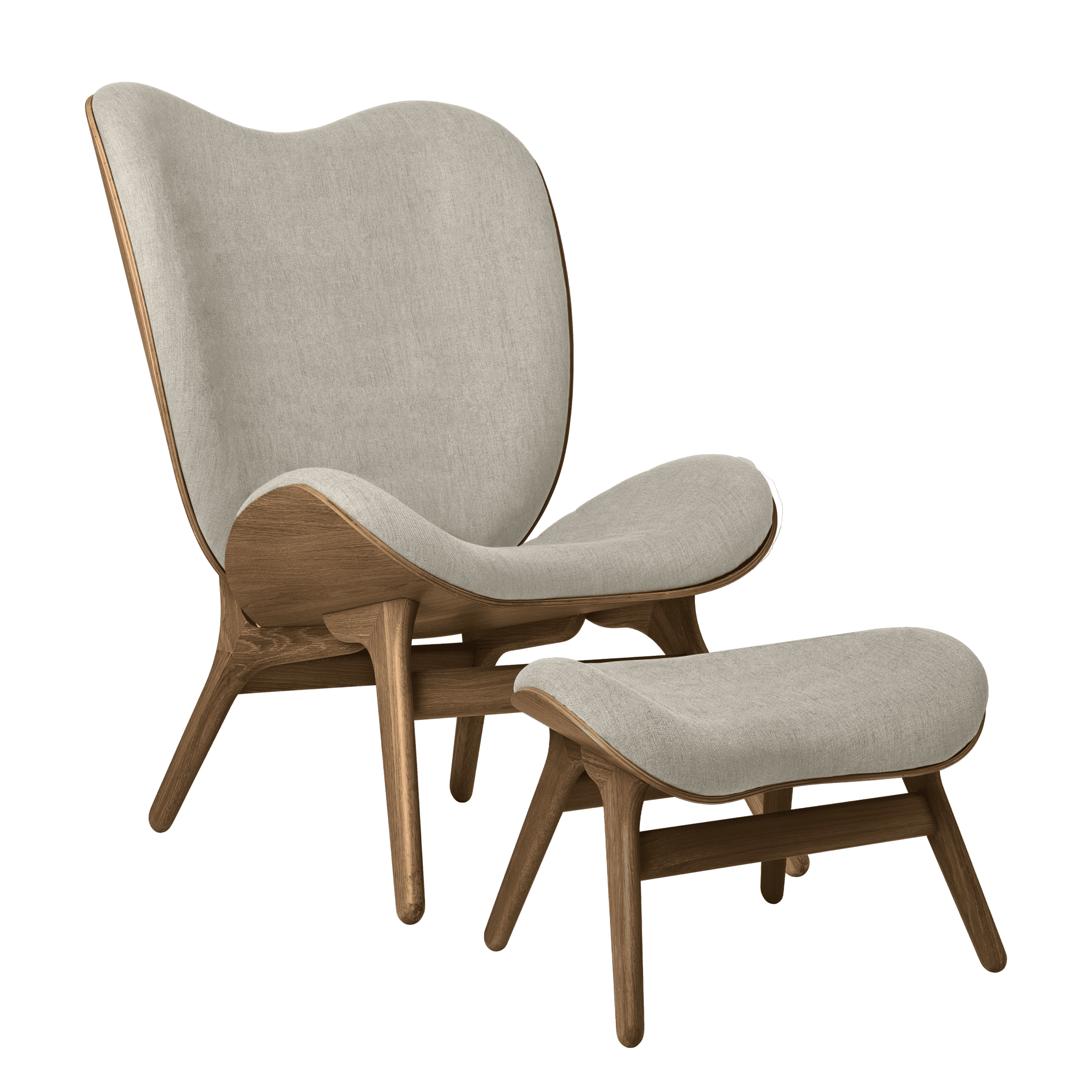 Fotel CONVERSATION PIECE TALL beżowy z ciemno dębową podstawą – drewno dębowe