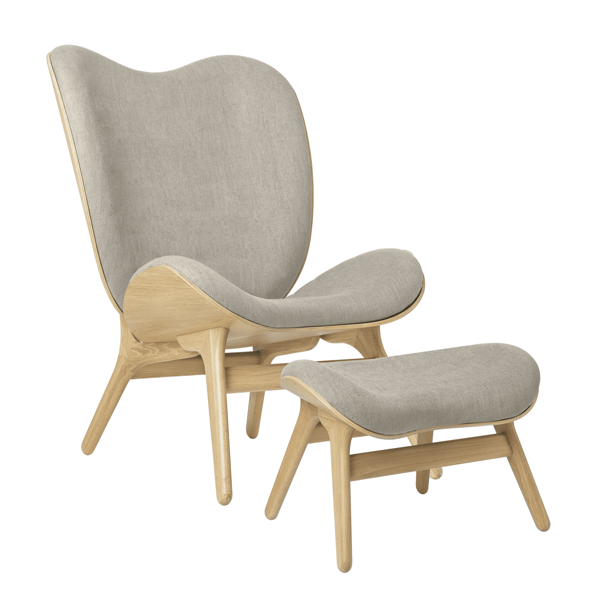 Fotel CONVERSATION PIECE TALL beżowy z dębową podstawą UMAGE Eye on Design