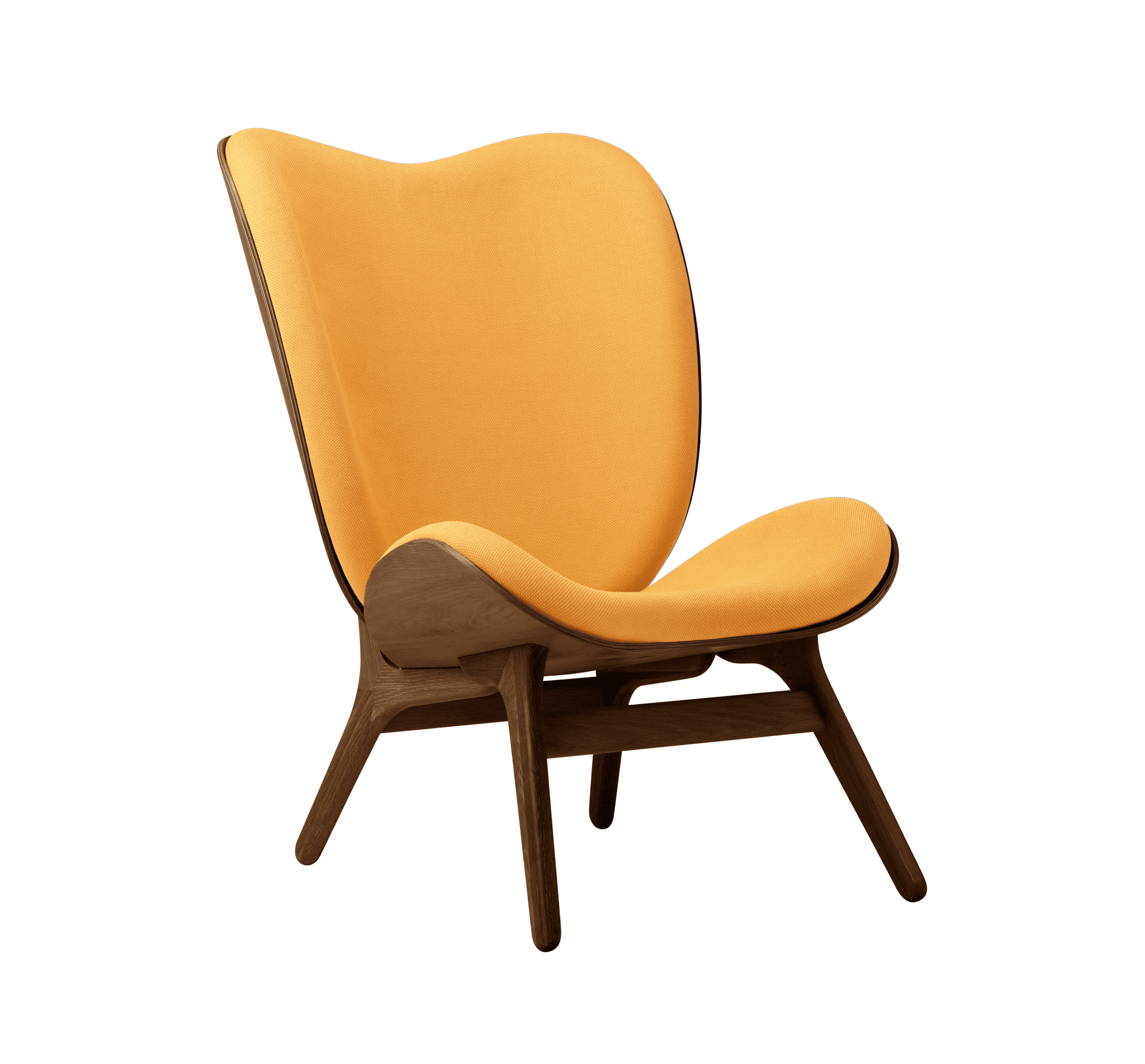 Fotel CONVERSATION PIECE TALL bursztynowy z ciemno dębową podstawą UMAGE Eye on Design