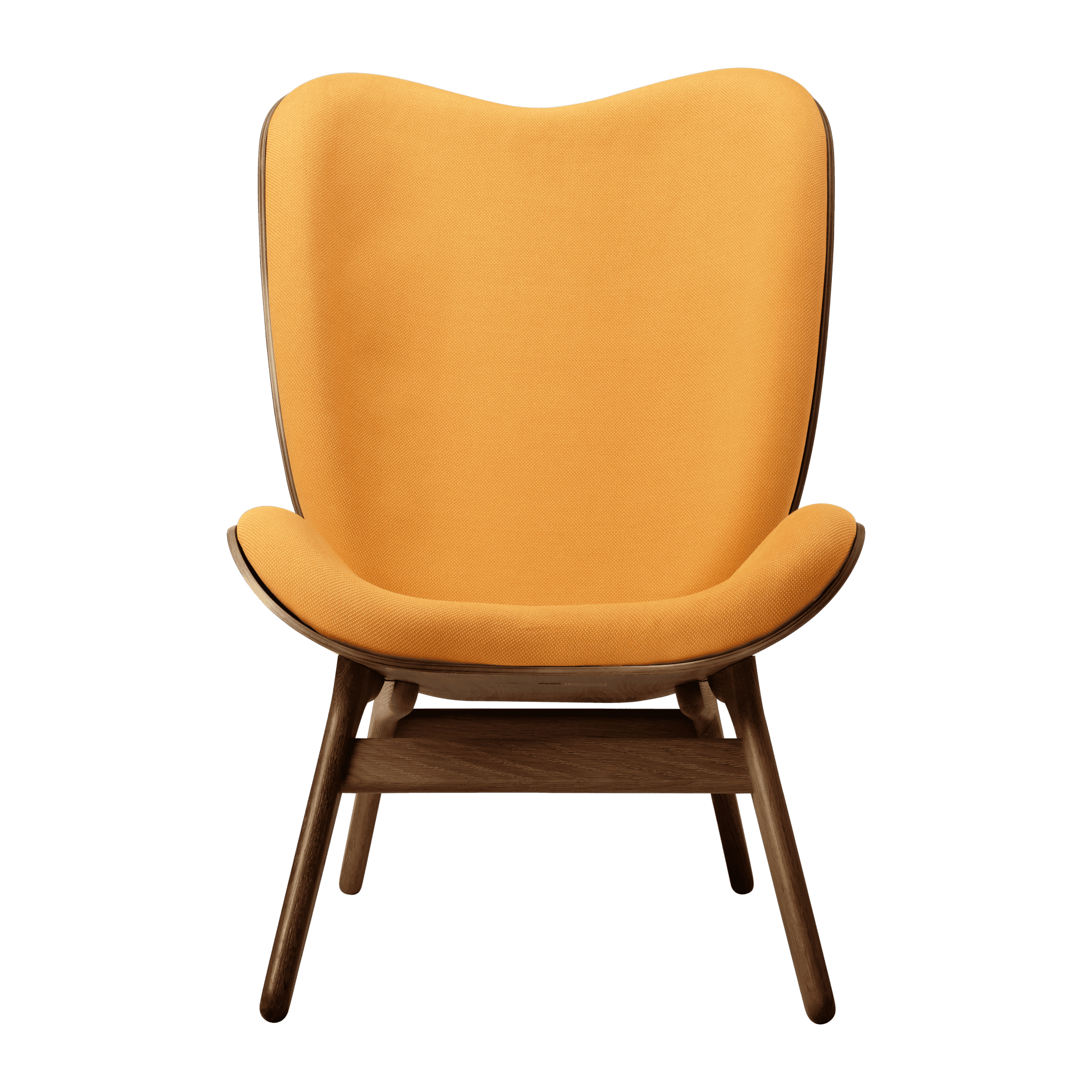 Fotel CONVERSATION PIECE TALL bursztynowy z ciemno dębową podstawą UMAGE Eye on Design