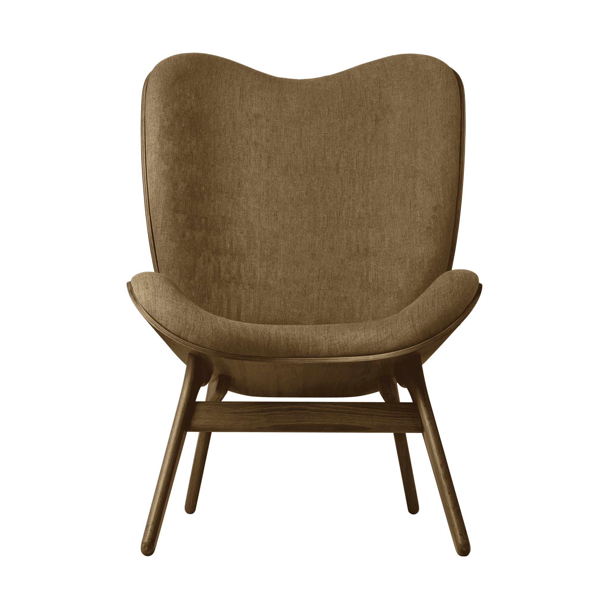 Fotel CONVERSATION PIECE TALL karmelowy z ciemno dębową podstawą UMAGE Eye on Design