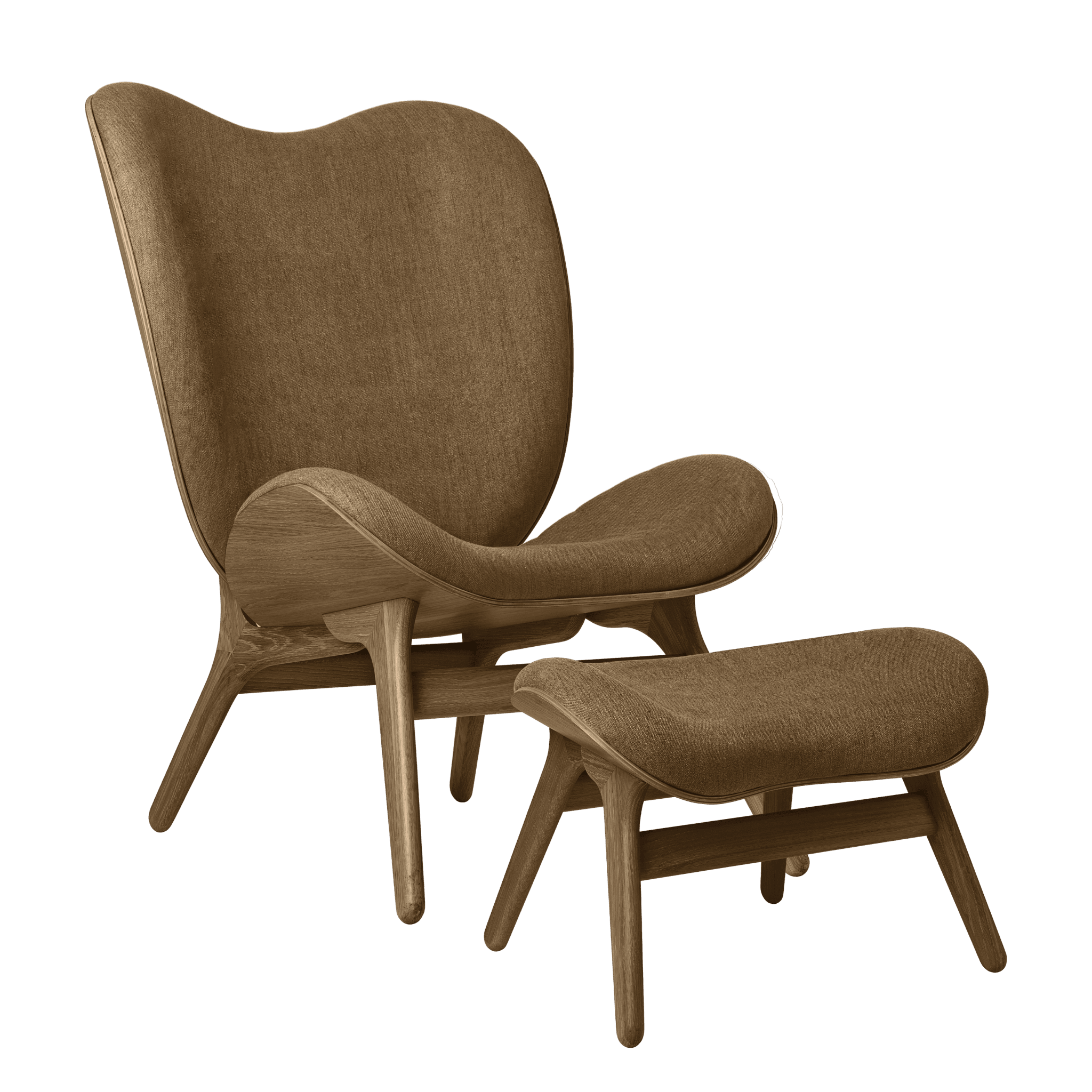 Fotel CONVERSATION PIECE TALL karmelowy z ciemno dębową podstawą UMAGE Eye on Design