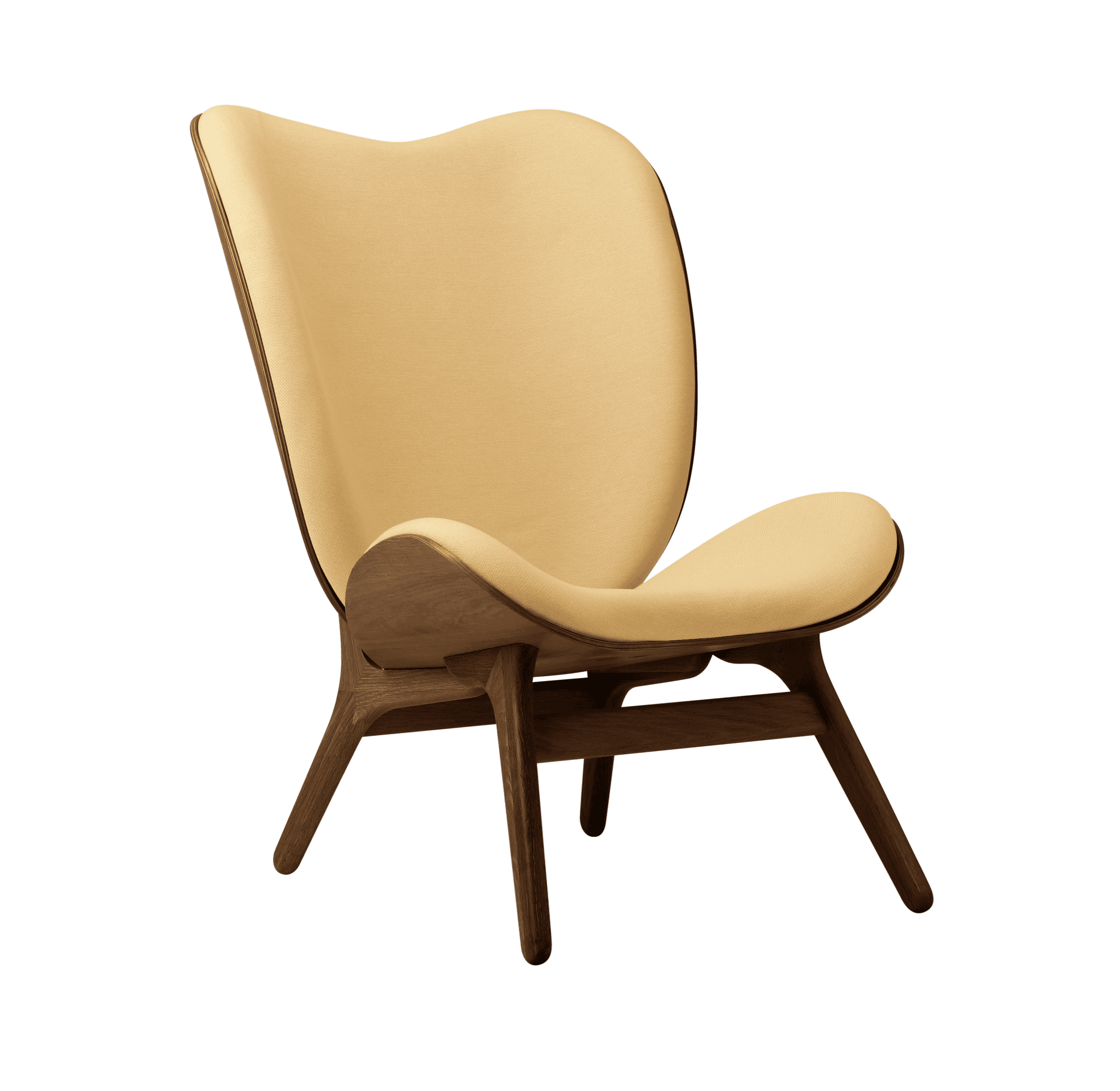 Fotel CONVERSATION PIECE TALL żółty z ciemno dębową podstawą UMAGE Eye on Design