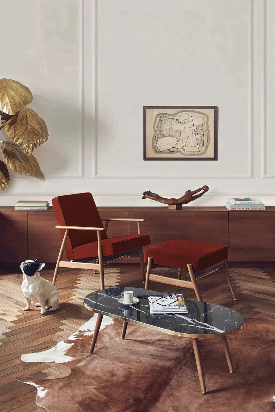 Fotel FOX żółty w tkaninie Boucle Mustard 366 concept Eye on Design