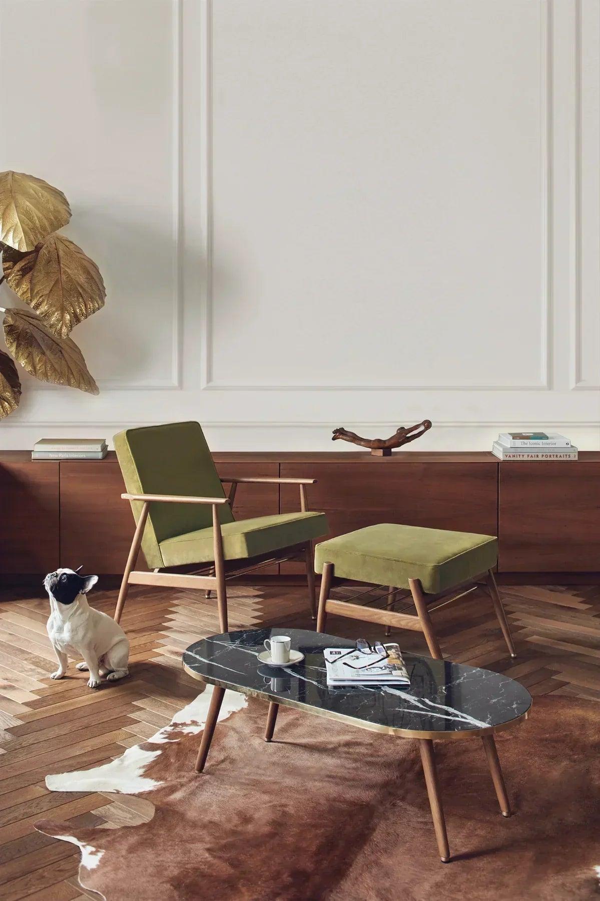 Fotel FOX żółty w tkaninie Boucle Mustard 366 concept Eye on Design