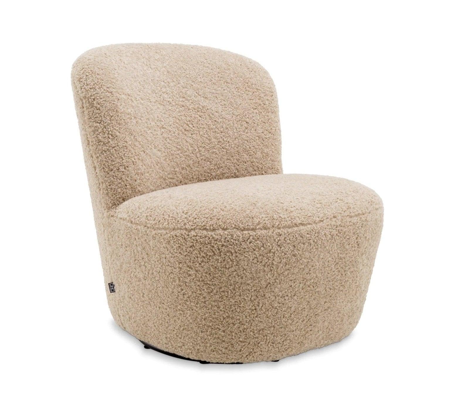 Fotel obrotowy futrzany DORIA piaskowy Eichholtz Eye on Design