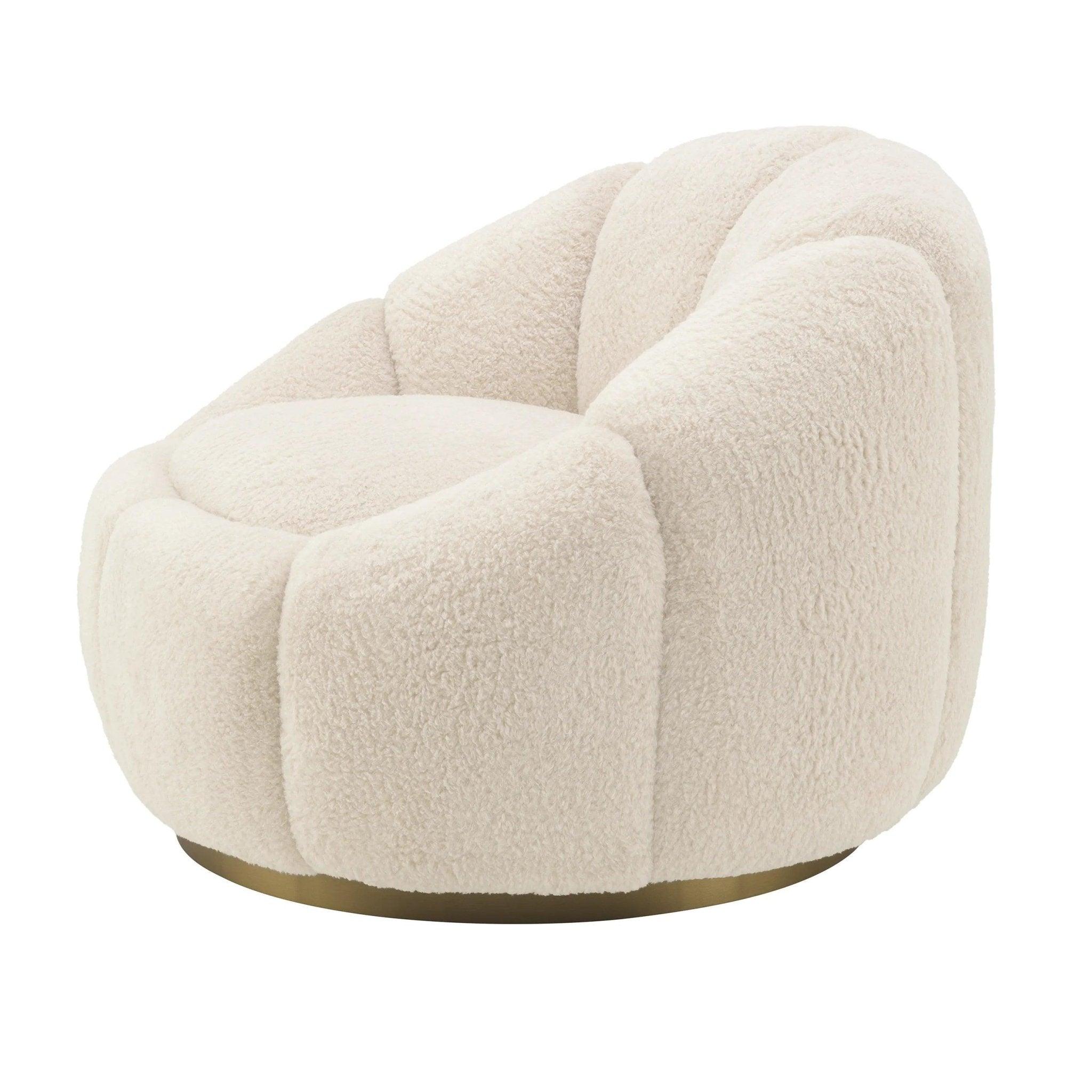 Fotel obrotowy futrzany INGER kremowy Eichholtz Eye on Design