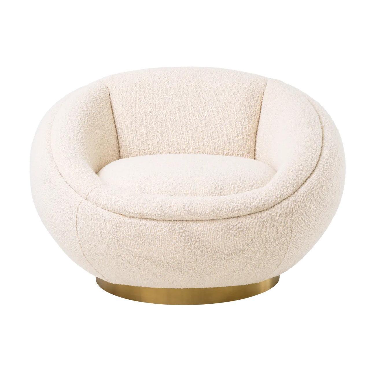 Fotel obrotowy w tkaninie boucle BOLLINGER kremowy Eichholtz Eye on Design
