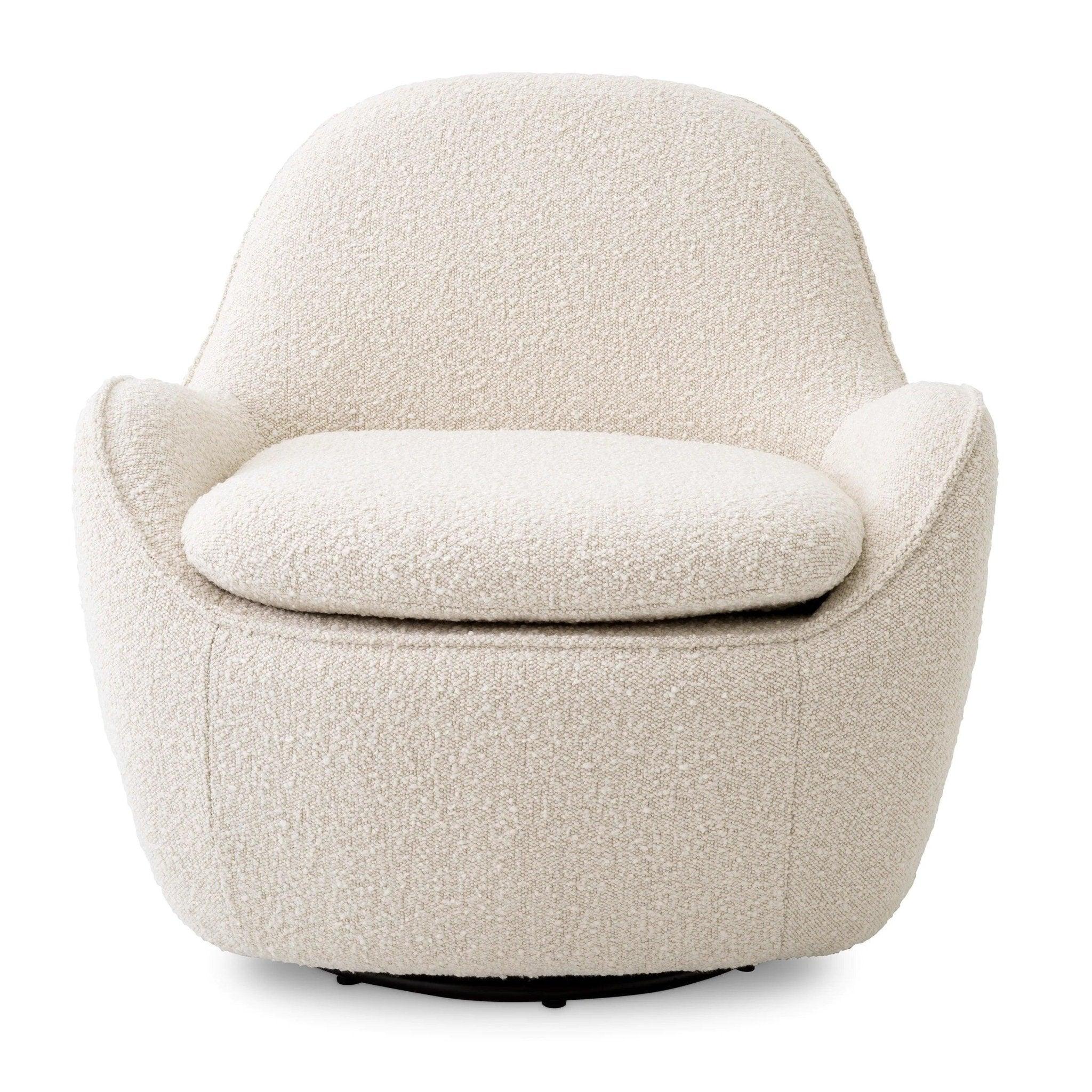 Fotel obrotowy w tkaninie boucle CUPIDO kremowy Eichholtz Eye on Design