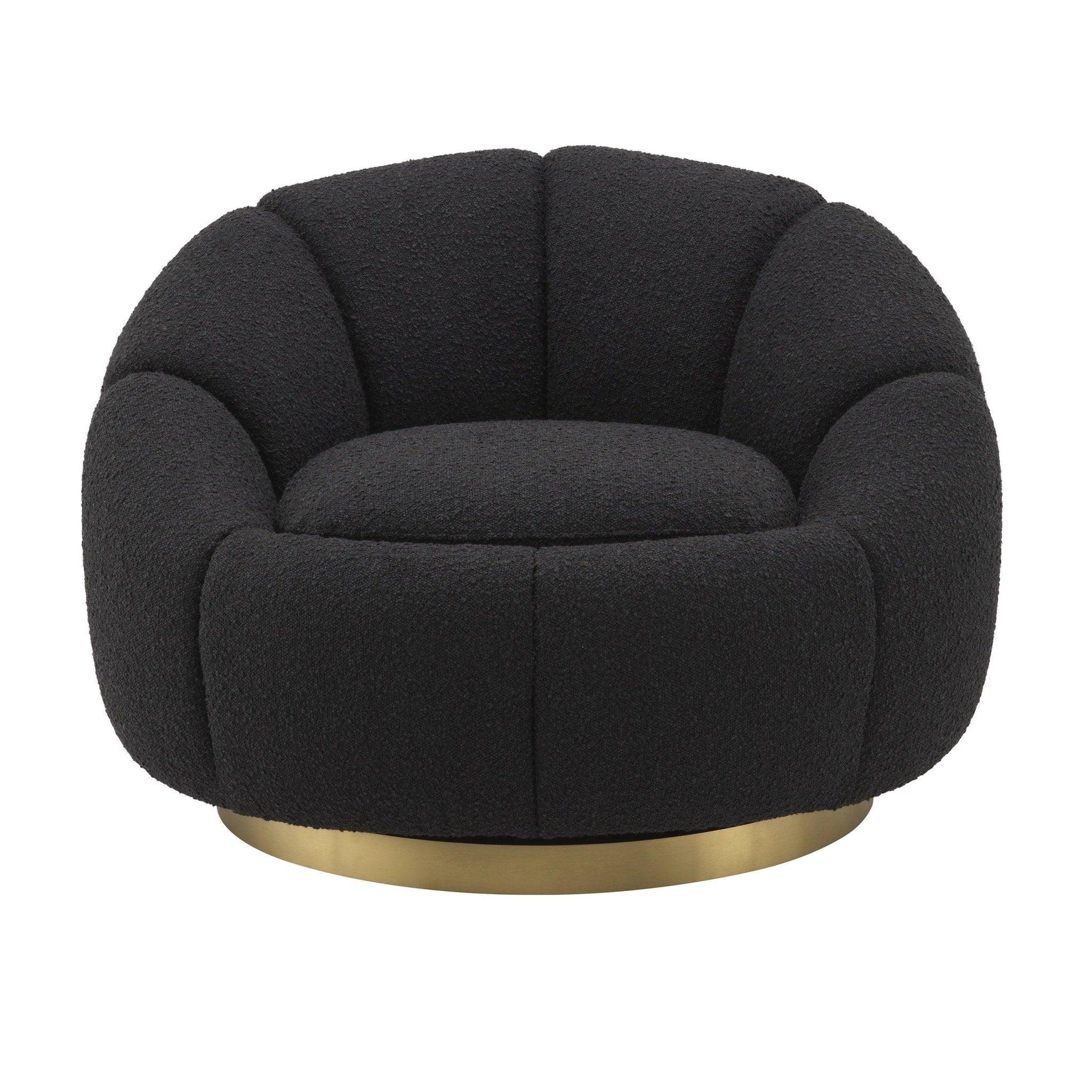 Fotel obrotowy w tkaninie boucle INGER czarny Eichholtz Eye on Design