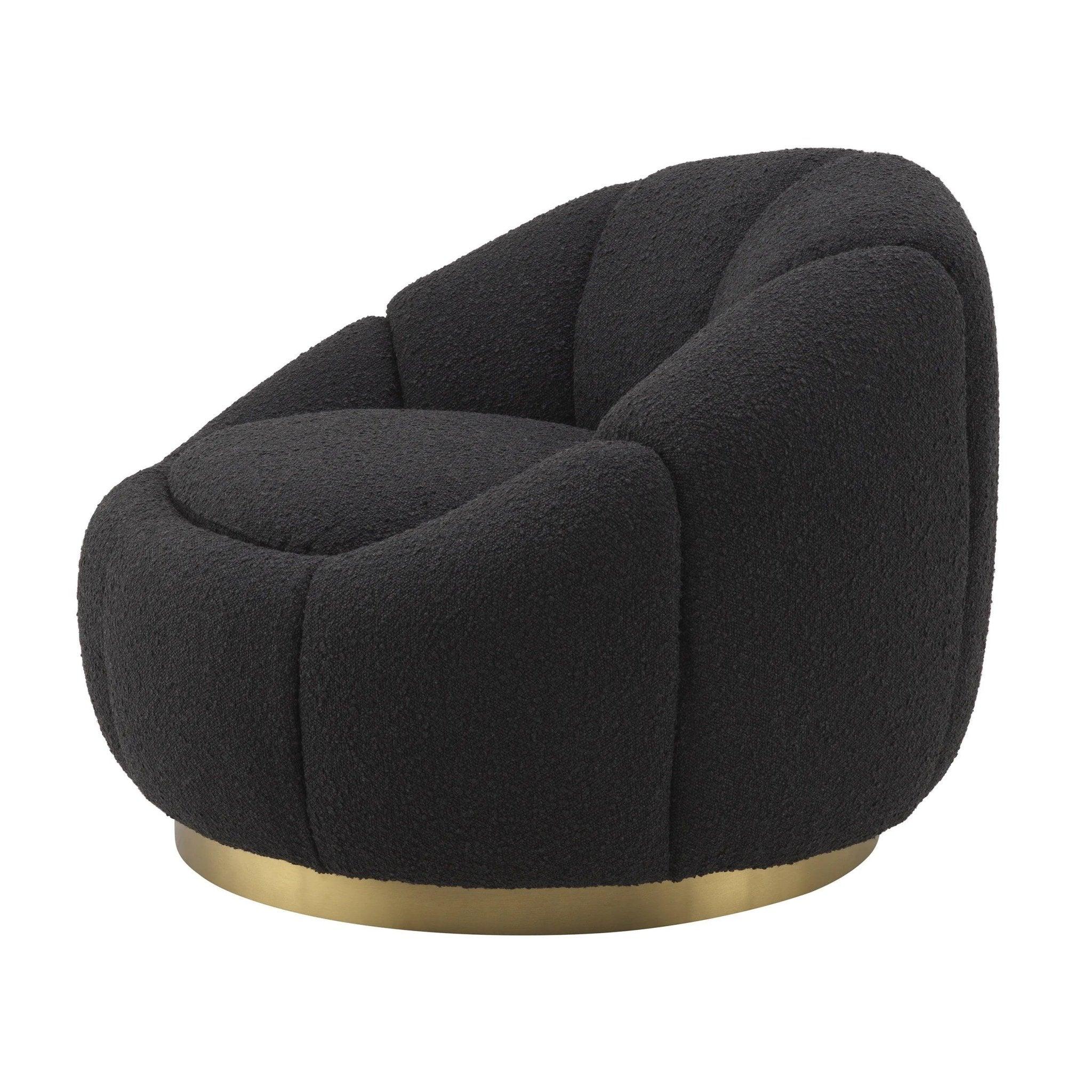 Fotel obrotowy w tkaninie boucle INGER czarny Eichholtz Eye on Design
