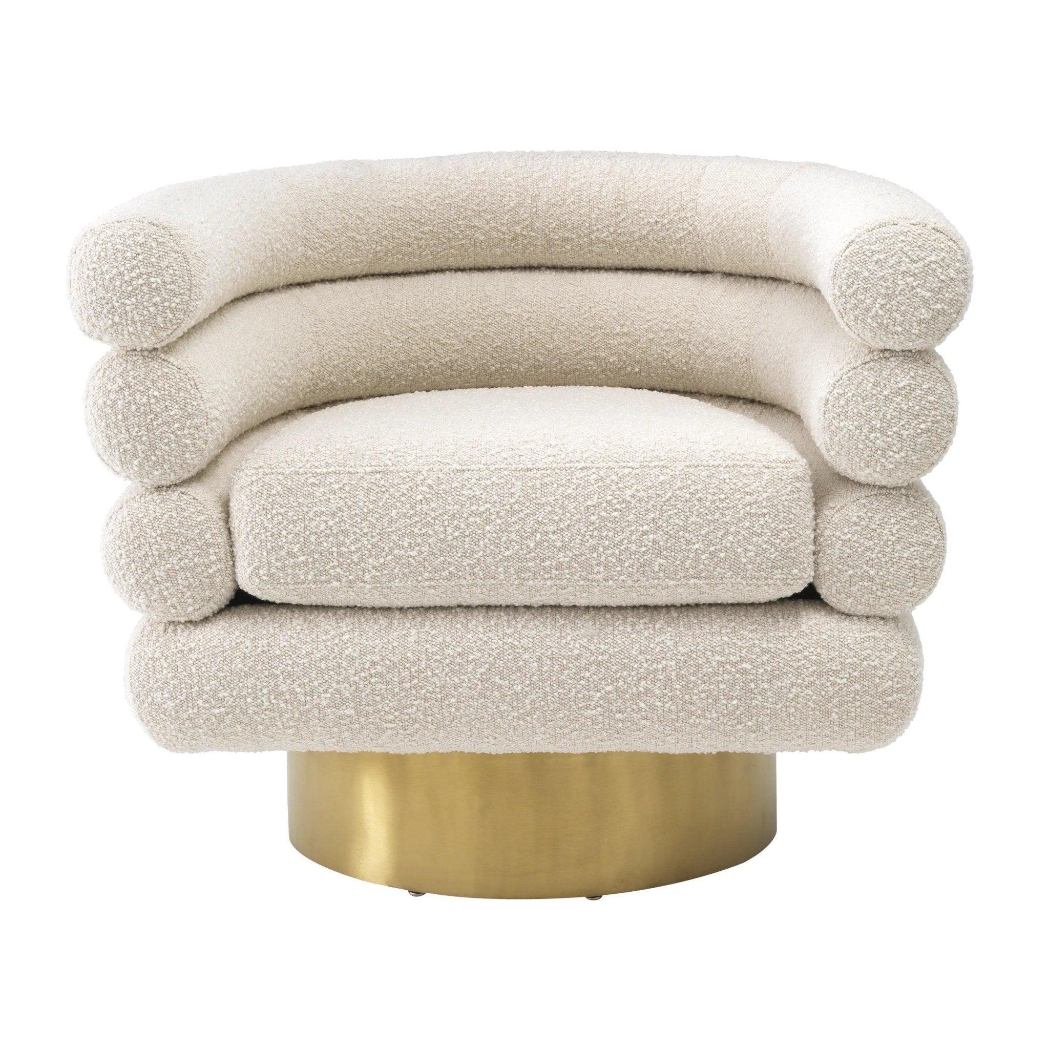 Fotel obrotowy w tkaninie boucle MAGUIRE kremowy Eichholtz Eye on Design