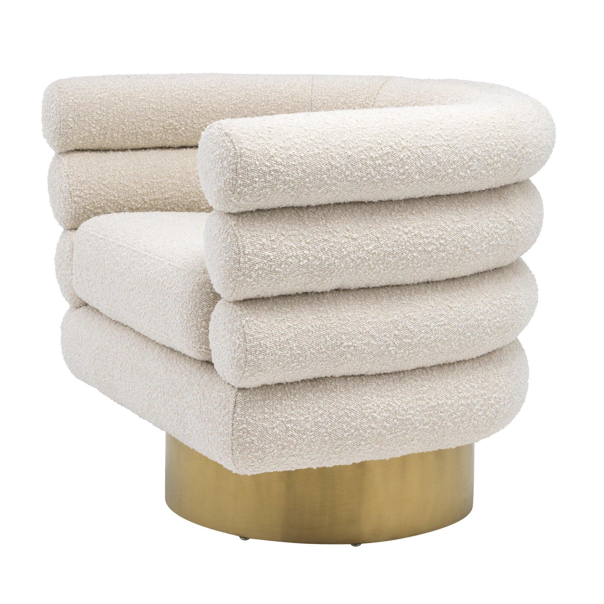 Fotel obrotowy w tkaninie boucle MAGUIRE kremowy Eichholtz Eye on Design