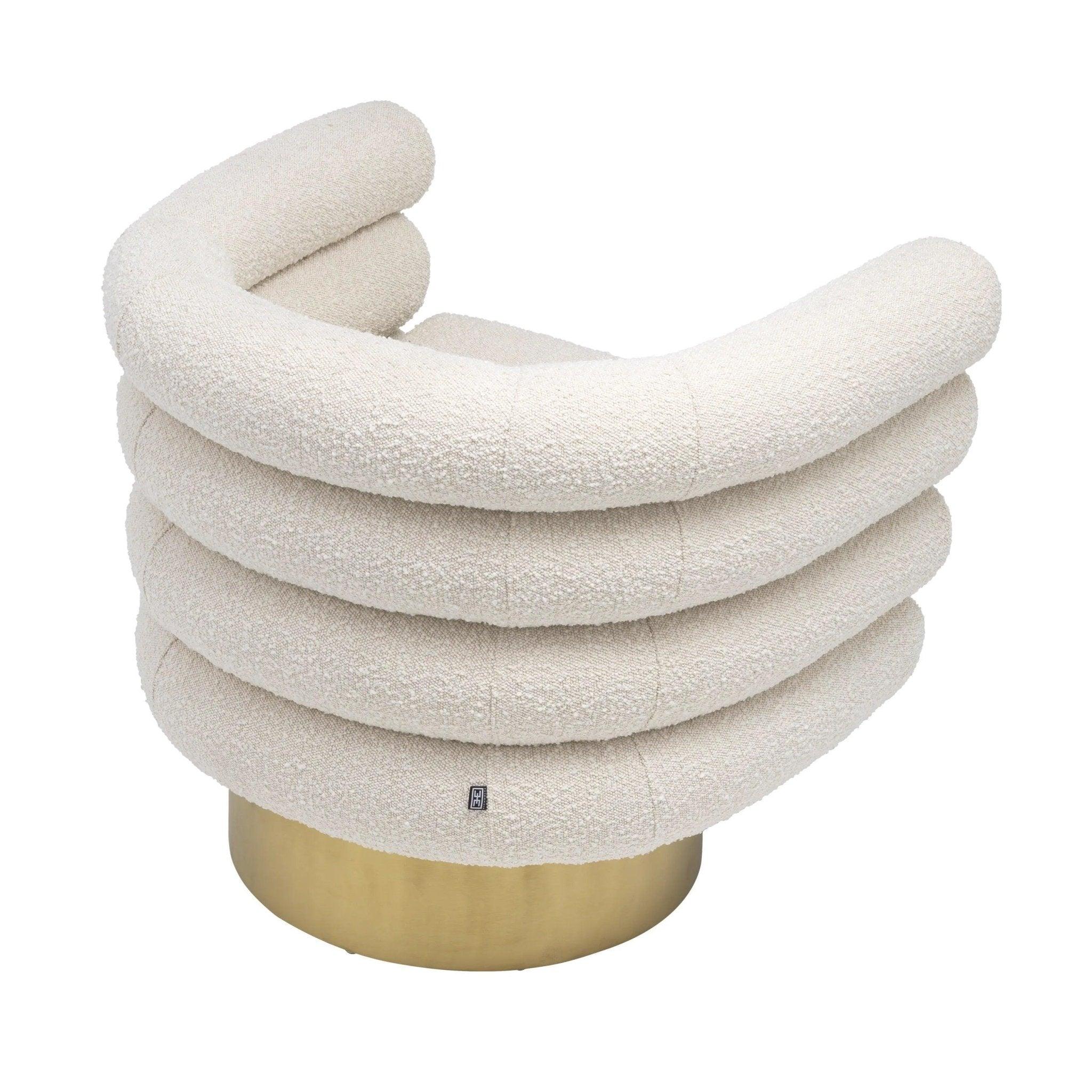 Fotel obrotowy w tkaninie boucle MAGUIRE kremowy Eichholtz Eye on Design